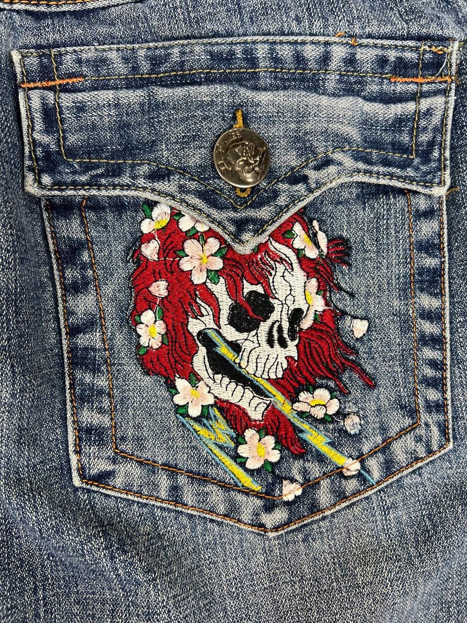 Ed Hardy Vintage Ed Hardy Baggy Denim Jeans Big Logo Skull Size US 34 / EU 50 - 13 Thumbnail