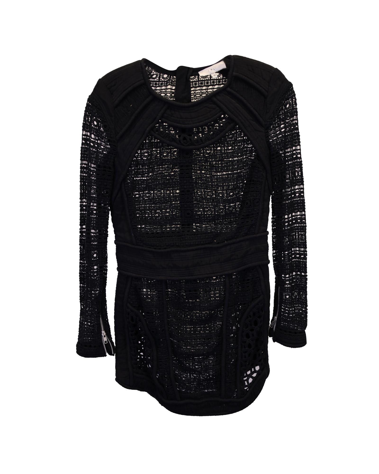 image of Iro Lace Mini Dress With Zippered Cuffs in Black, Women's (Size Medium)
