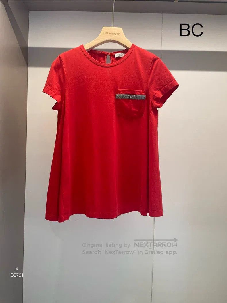 Brunello Cucinelli Brunello Cucinelli Red Cotton T-Shirt Size S / US 4 / IT 40 - 1 Thumbnail