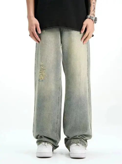 Japanese Brand VIBE Men's vintage distressed casual loose ripped jeans y2k Size US 32 / EU 48 - 5 Thumbnail