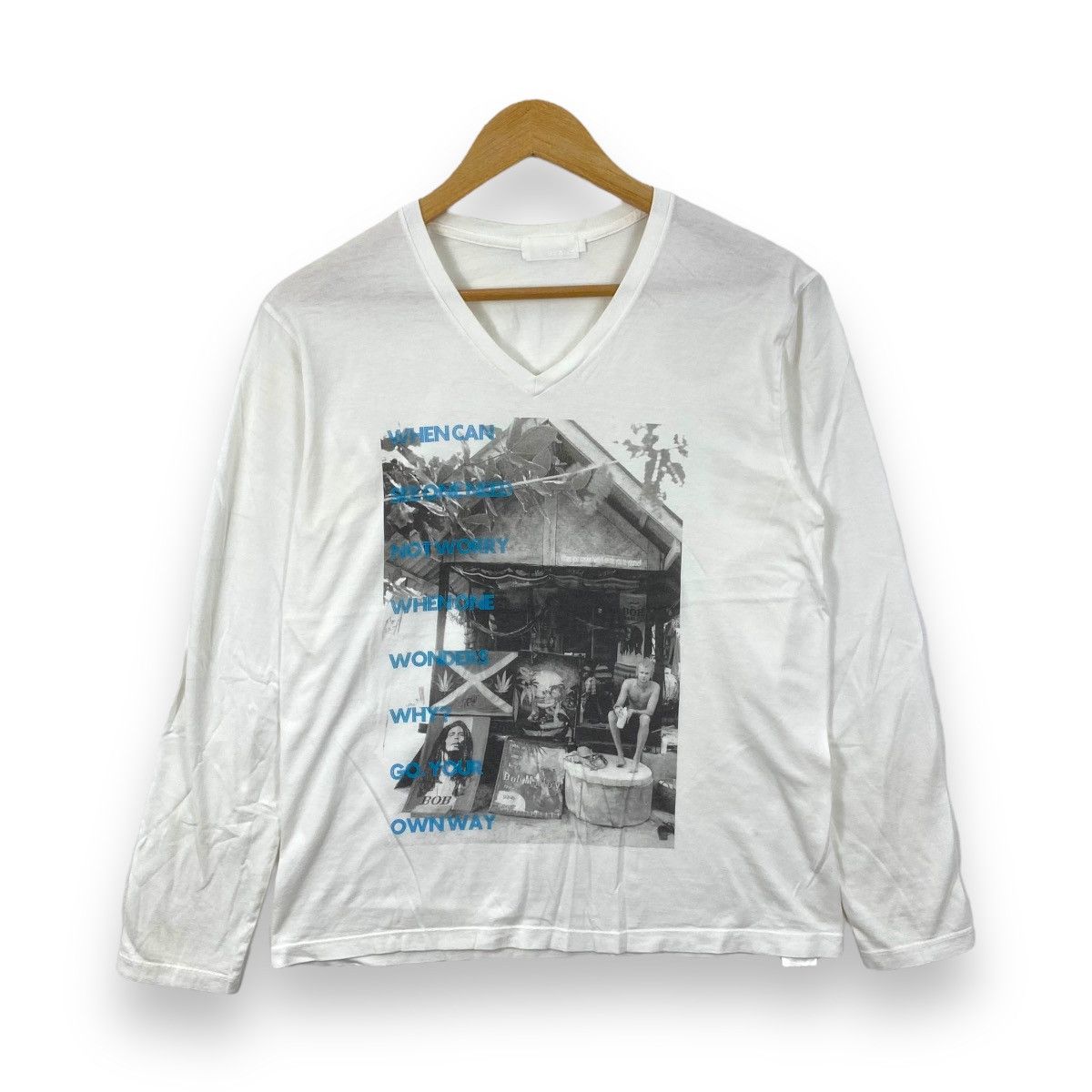 Beams Plus × Japanese Brand × Vintage BEAMS Japan Jamaican Graphic Long Sleeve V-Neck Tee Shirt Size US M / EU 48-50 / 2 - 1 Thumbnail
