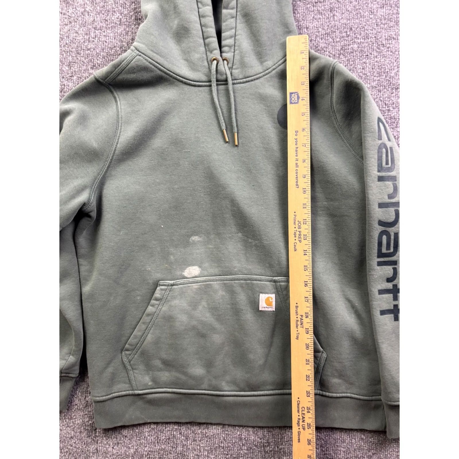 Carhartt Carhartt Hoodie Womens Large Green Fleece Pullover Logo Sleeve Casual Sweatshirt - Relaxed Fit | Crew Neck | Knit Cuff Hem - Winter Size L / US 10 / IT 46 - 3 Thumbnail