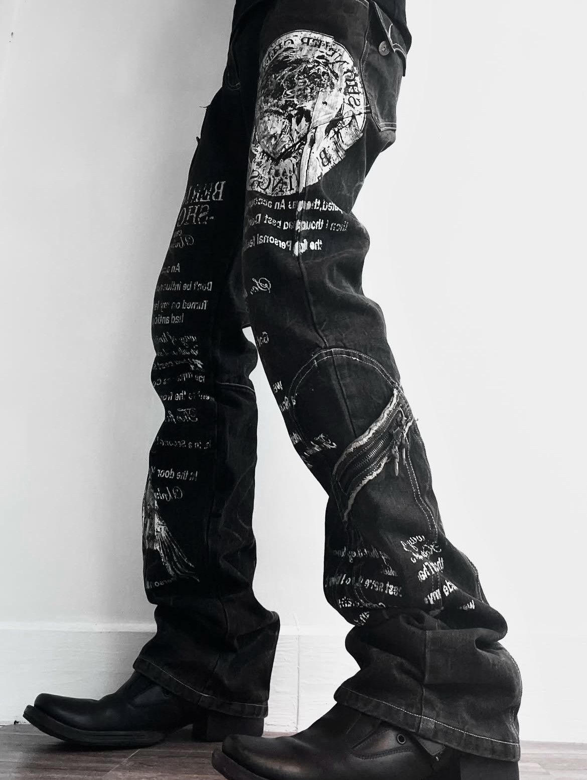 BERNINGS SHO 2000s Berning Sho Avant-Garde Flared Jeans Size US 32 / EU 48 - 1 Thumbnail