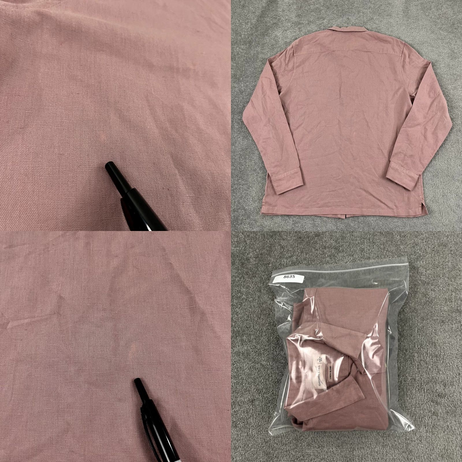 Abercrombie & Fitch ABERCROMBIE & FITCH Shirt Mens Extra Large Dark Pink Linen Button Up Long Sleeve Size US XL / EU 56 / 4 - 8 Thumbnail