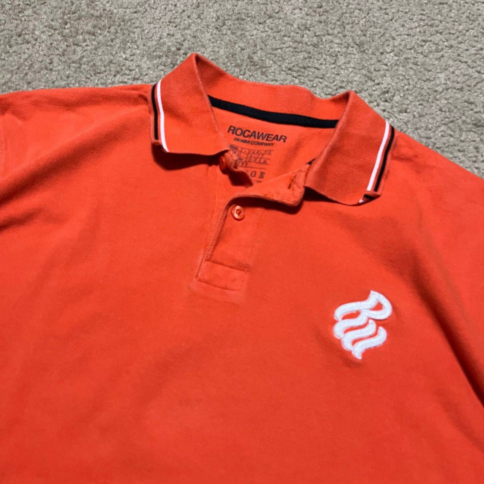 Rocawear Y2K Rocawear White Chest Logo Solid Orange Polo Shirt XL Size US XL / EU 56 / 4 - 3 Thumbnail