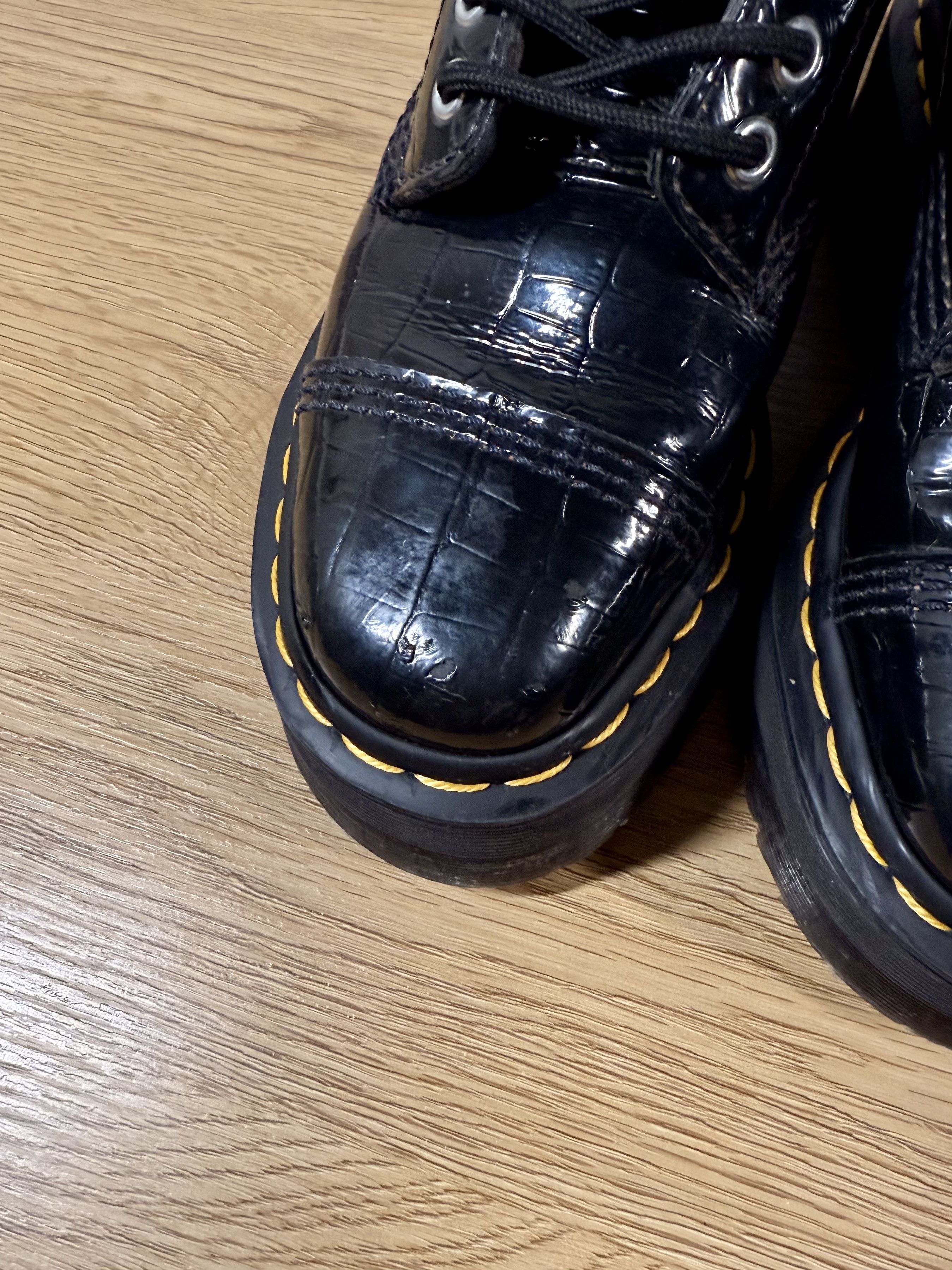 Dr. Martens Dr. Martens Black Croc Embossed Platform Leather Boots US6 Size US 6 / IT 36 - 7 Thumbnail