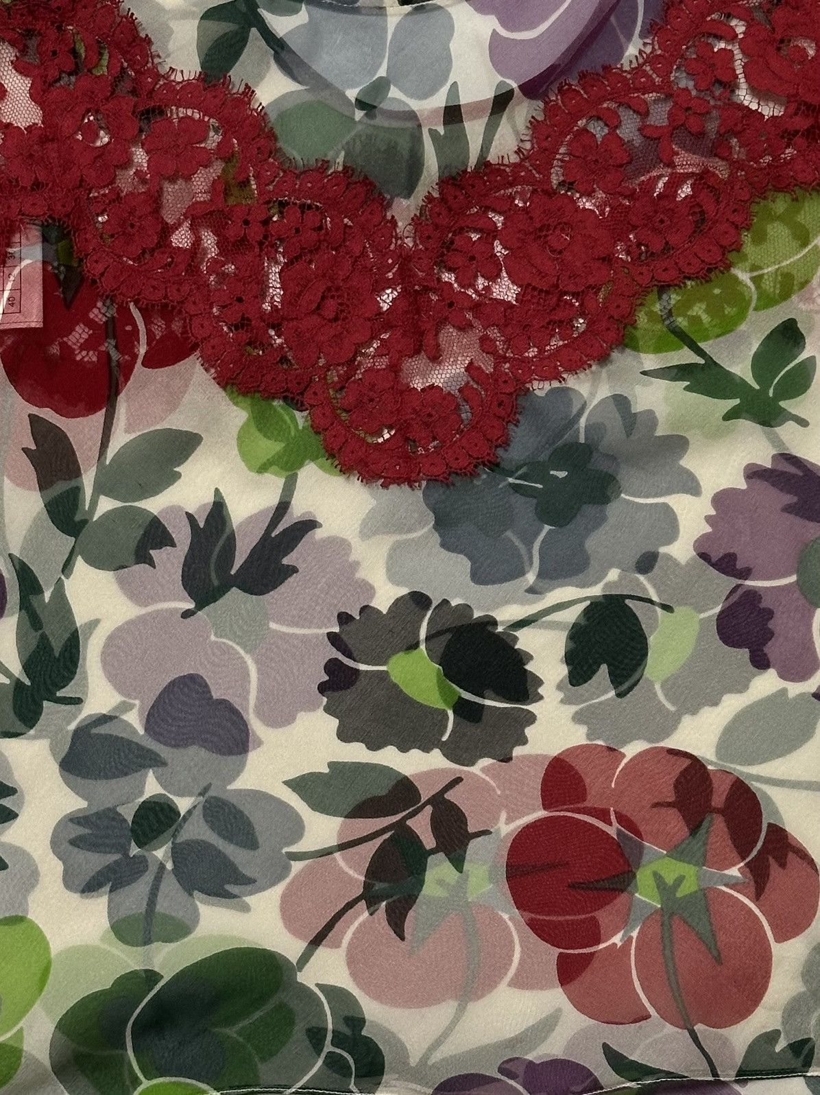 Dior DIOR F/W 2001 Floral Print Silk Tank Top with Lace Panel Size XS / US 0-2 / IT 36-38 - 4 Thumbnail