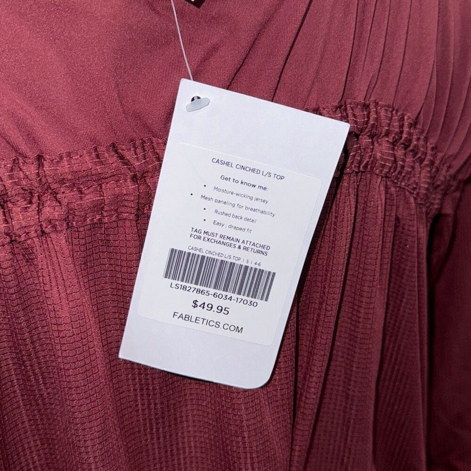 Fabletics Fabletics Red Cinched Back Long Sleeve Shirt | Sz M, NWT Size M / US 6-8 / IT 42-44 - 5 Thumbnail