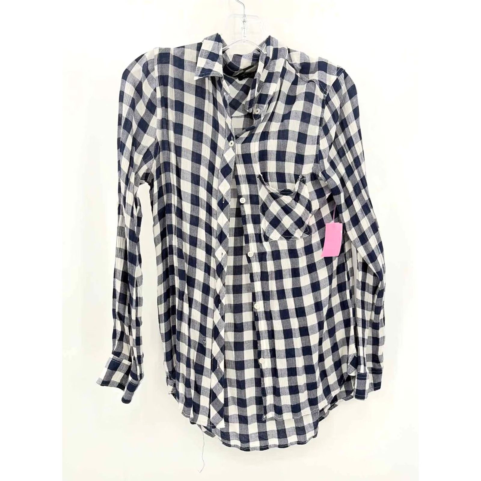 Vintage VINTAGE Pre-Owned Max Jeans Navy Size Small Check Button Down Size 28" / US 6 / IT 42 - 2 Thumbnail