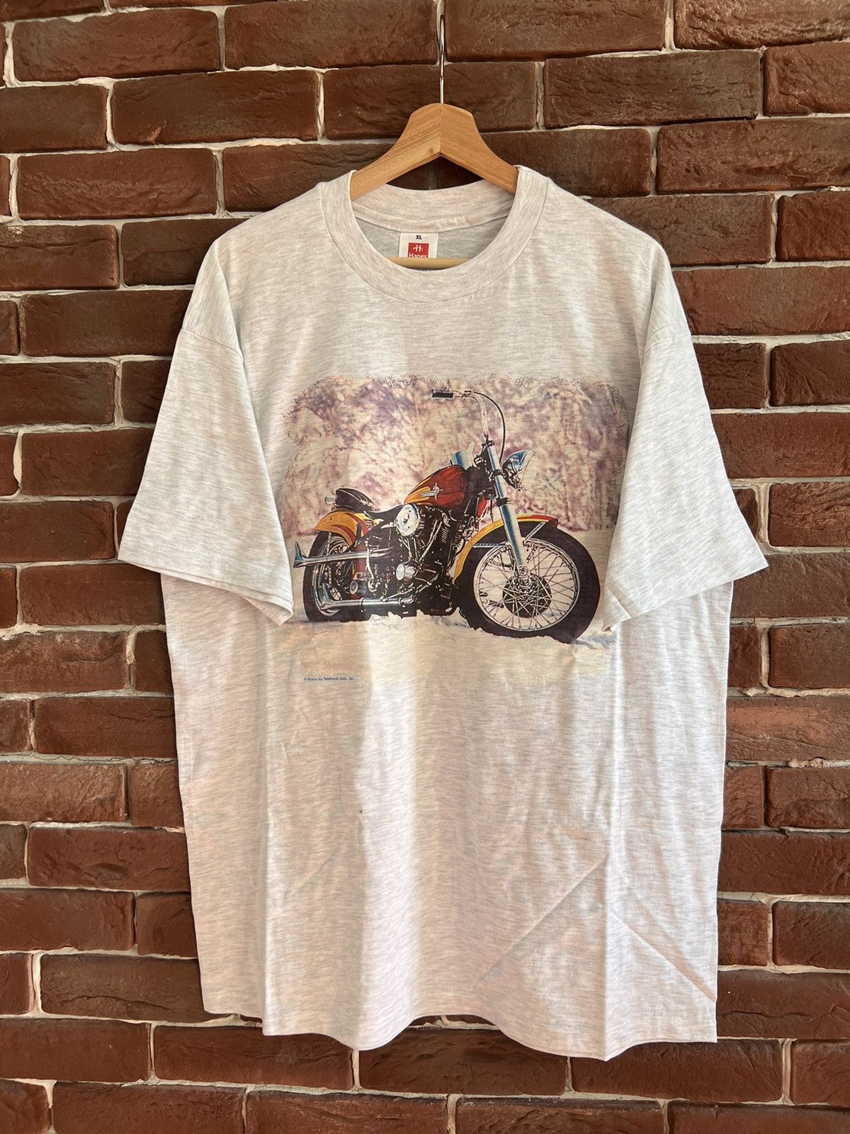 Hanes Vintage 90s Motorcycle Tshirt Hanes Hype Streetweae Harley Size US XL / EU 56 / 4 - 1 Thumbnail