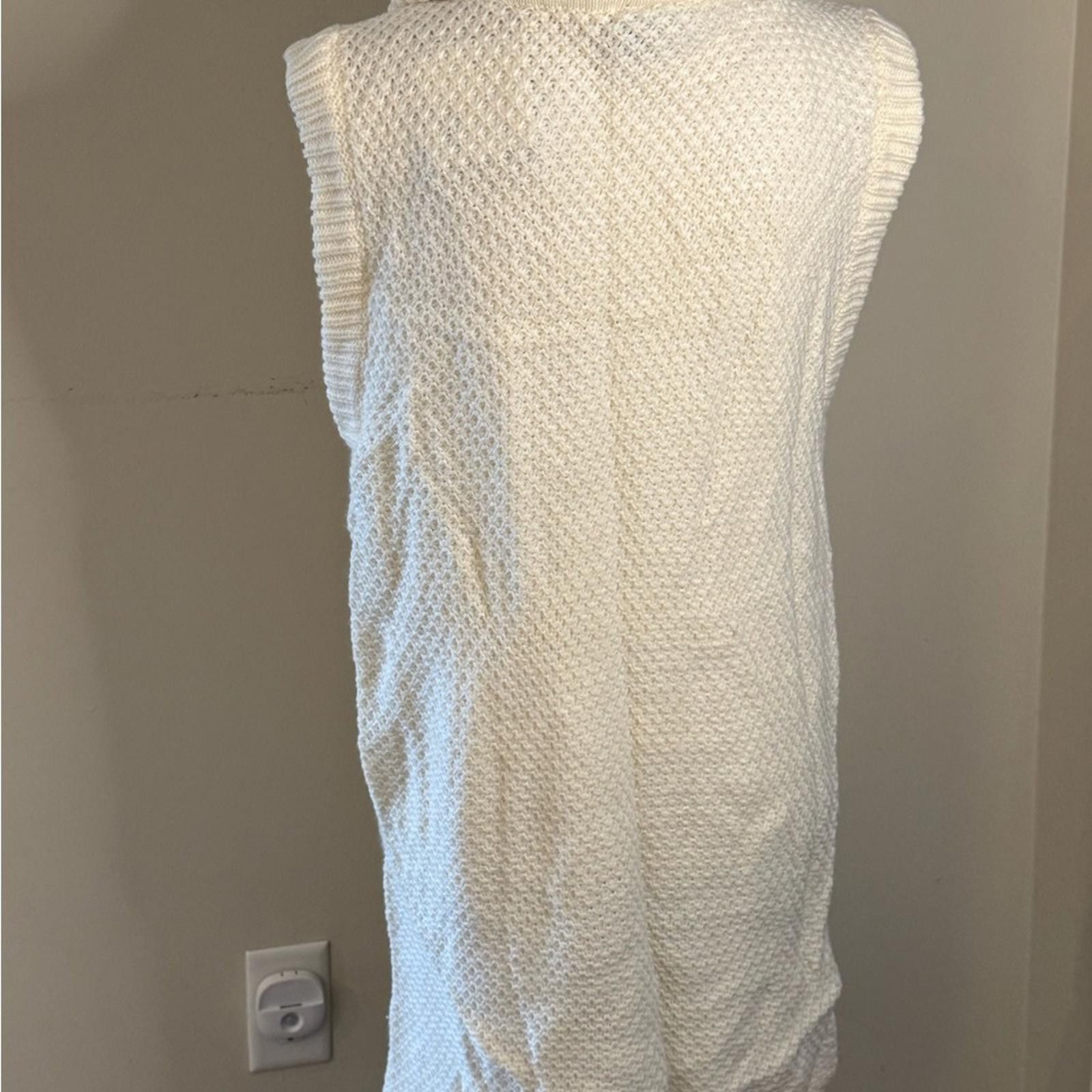 Other Apostrophe cream knit sleeveless cardigan sweater coat SZ LG Size L / US 10 / IT 46 - 3 Thumbnail