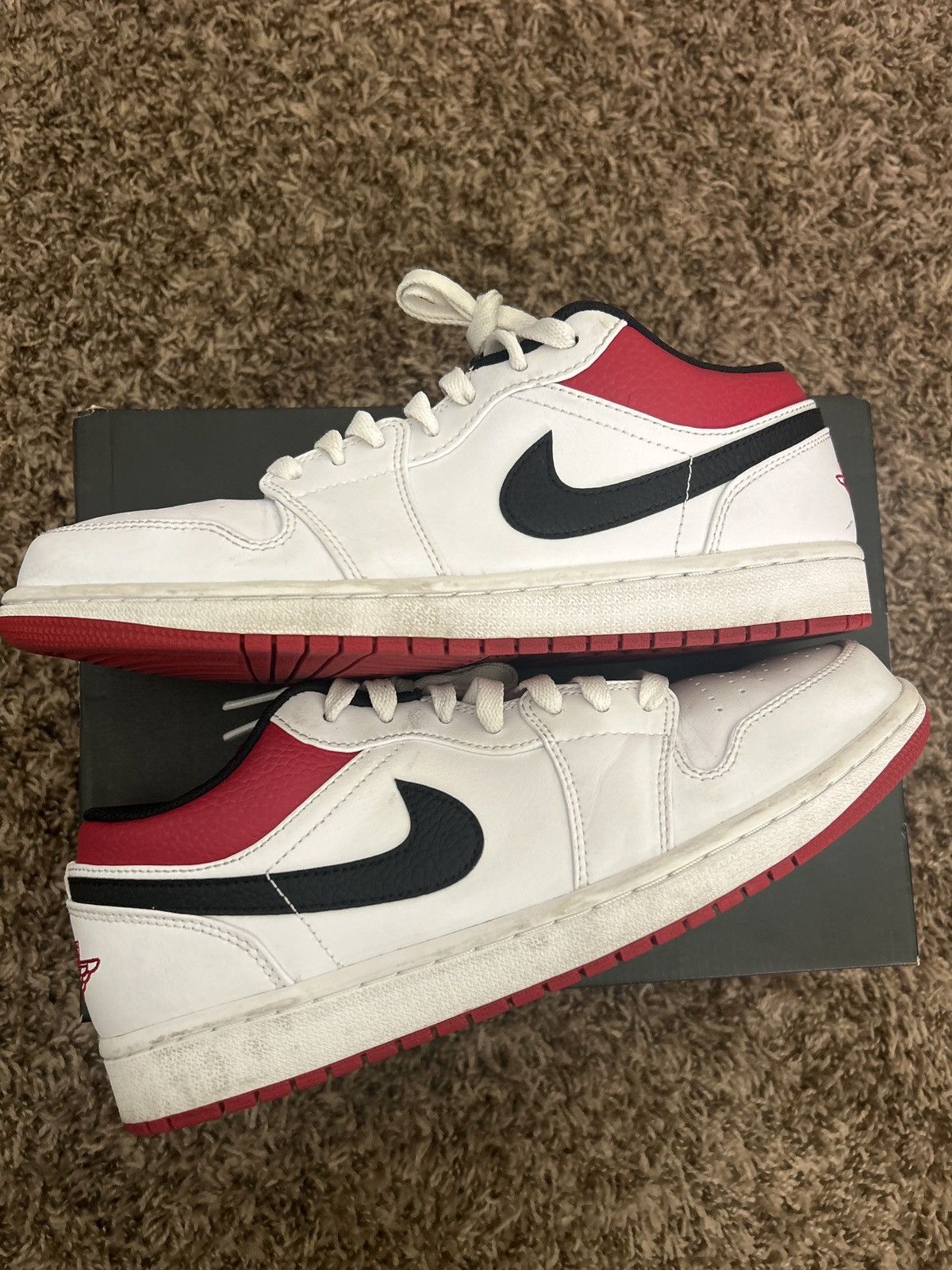 image of Jordan Nike Air Jordan 1 Low “White University Red” Shoes, Men's (Size 10)