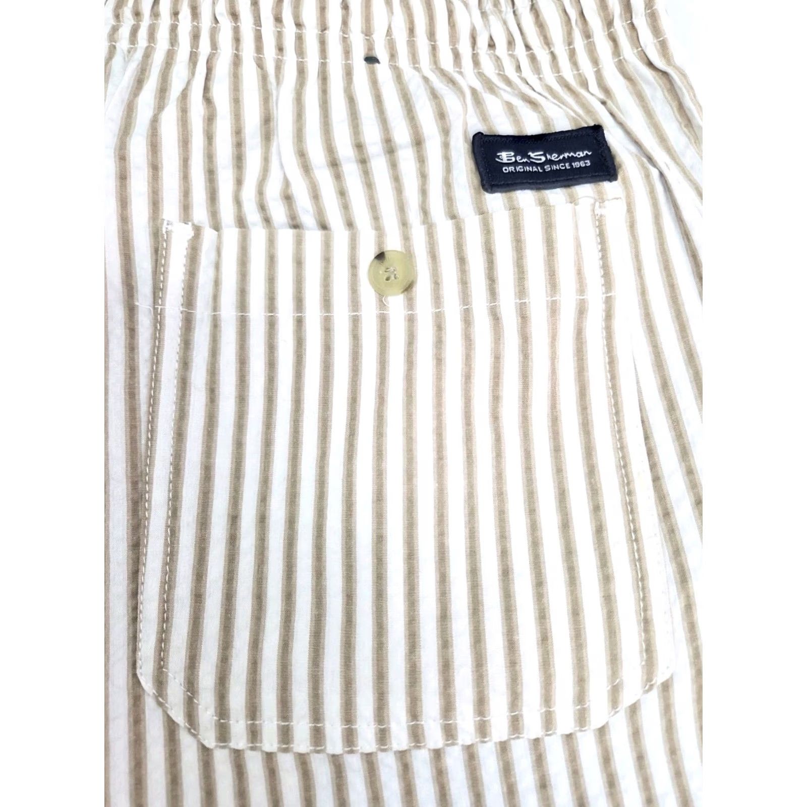 Ben Sherman Ben Sherman Shorts Mens Large Khaki Striped Regular Fit Stretch NWT Size US 34 / EU 50 - 6 Thumbnail