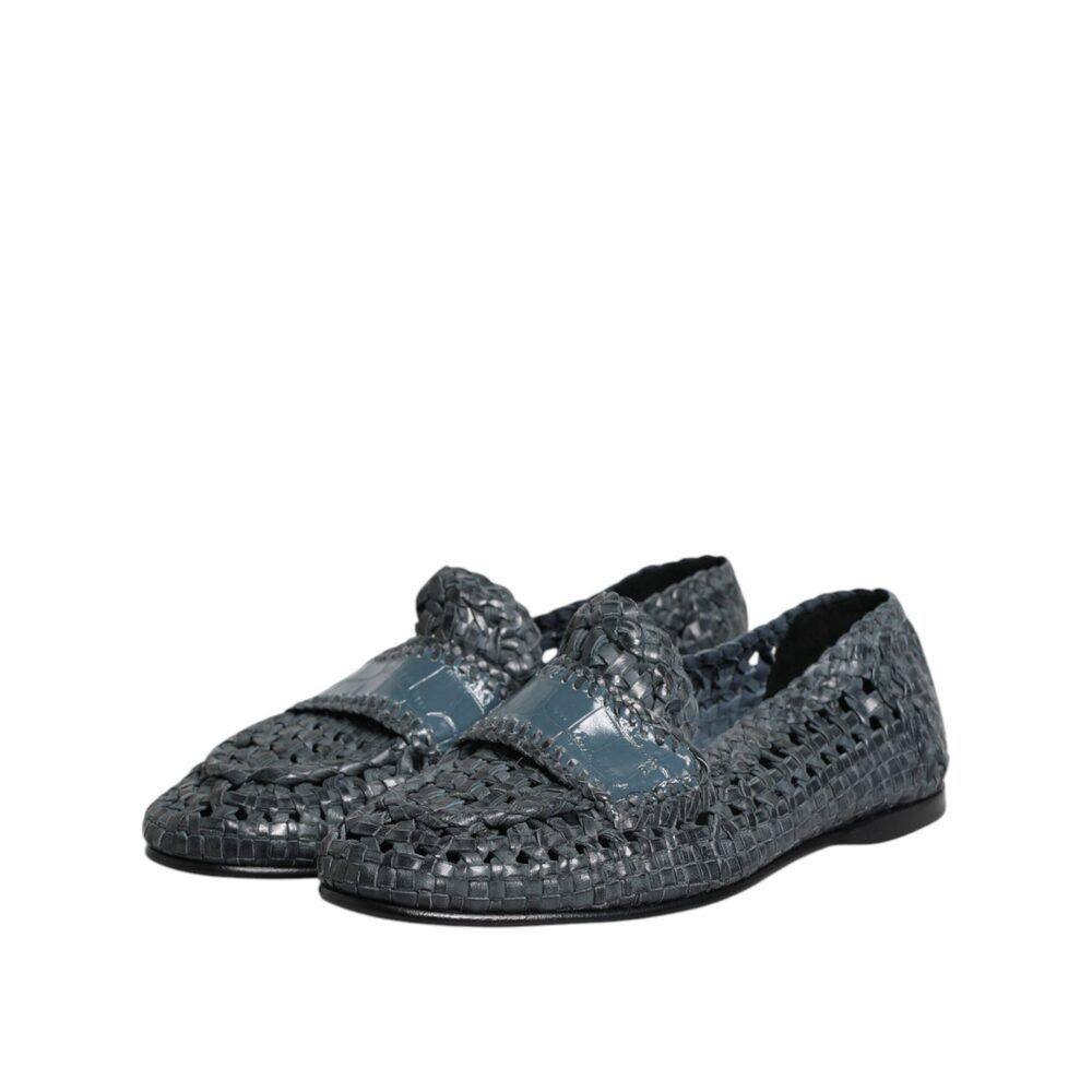 Dolce & Gabbana Dolce & Gabbana Blue Woven Leather Slip On Loafers Shoes Size US 8 / EU 41 - 4 Thumbnail