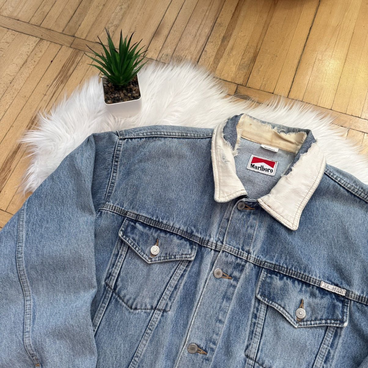 Marlboro 📌 Vintage 90s Marlboro Distressed Denim Y2K Crazy Jacket Size US L / EU 52-54 / 3 - 2 Thumbnail
