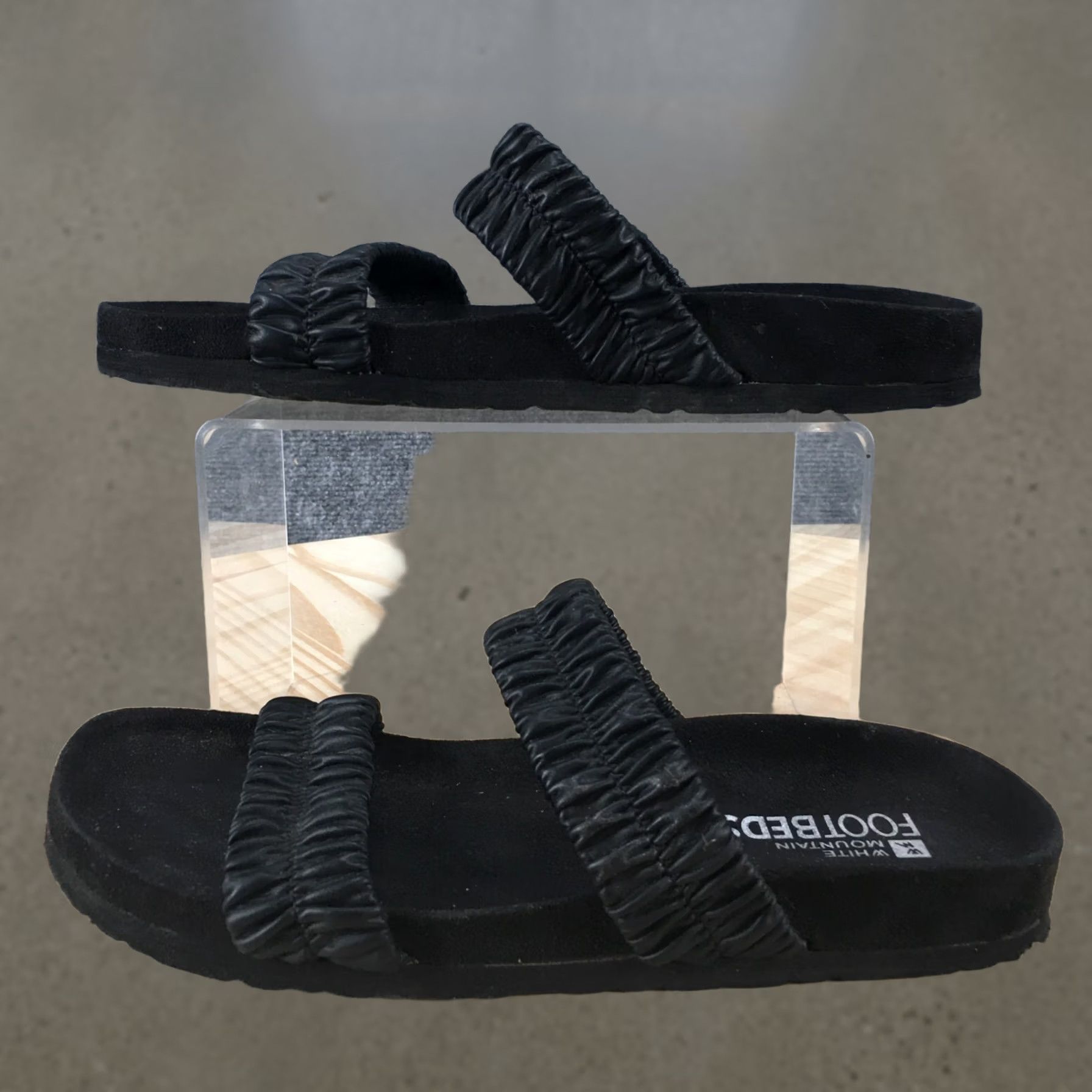 Vintage White Mountain Sandals Slide Womens 7 Black Footbed Double Strap Open Toe Casual Size US 5 / IT 35 - 1 Thumbnail