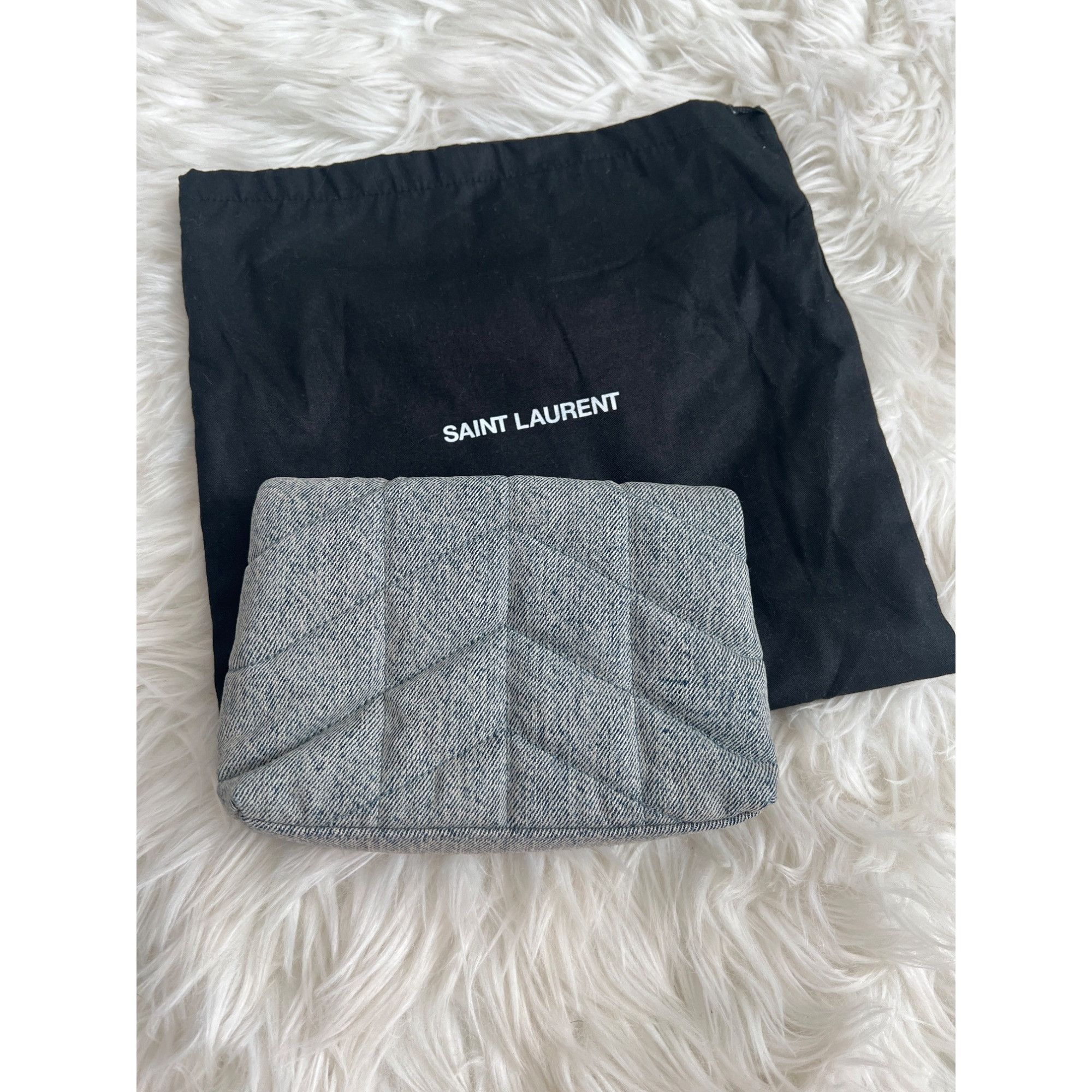 Saint Laurent Paris Saint Laurent Loulou Small Puffer Denim Pouch Clutch Size ONE SIZE - 5 Thumbnail