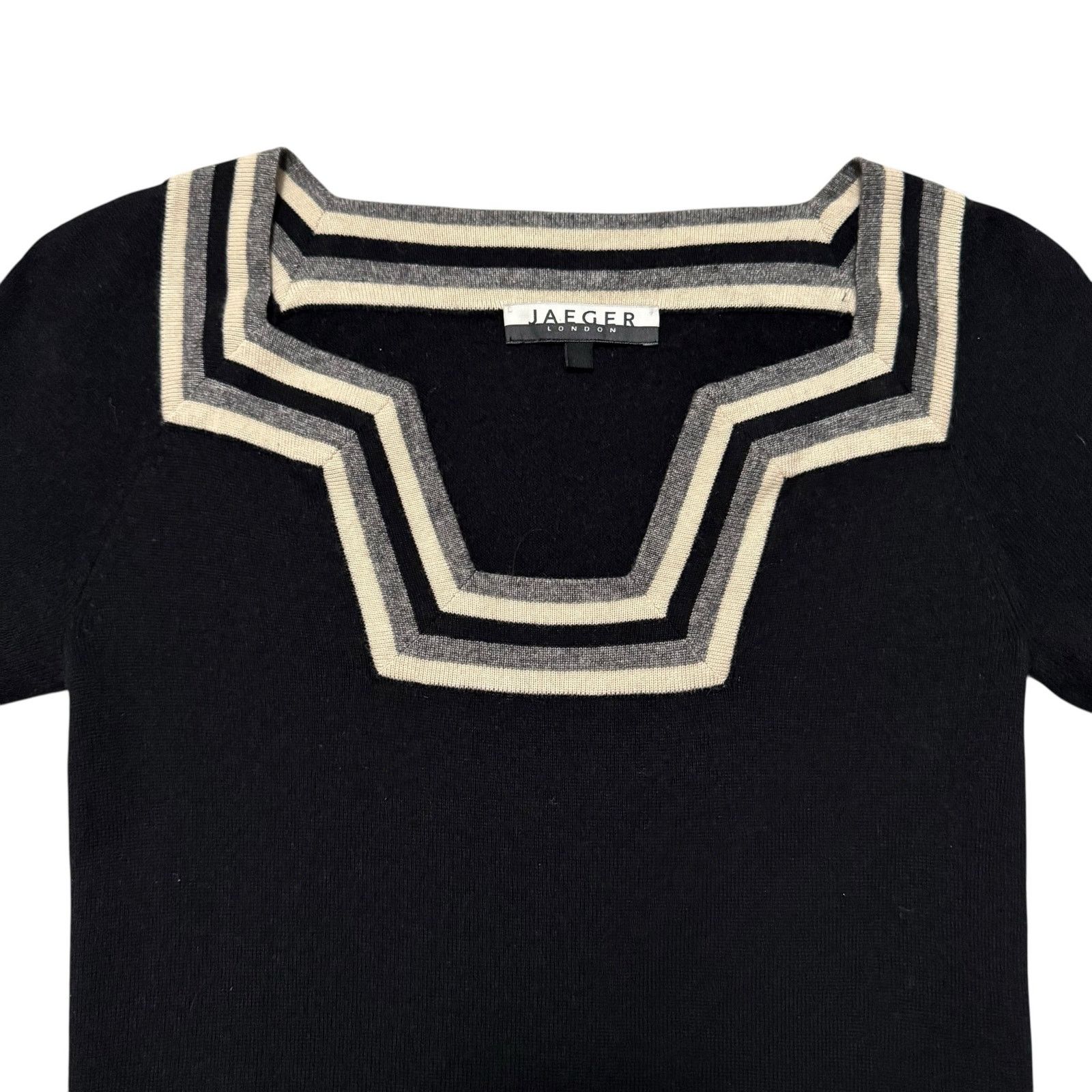 Jaeger Jaeger London Dress Silk Cashmere 3/4 Sleeves Black & White Size XS / US 0-2 / IT 36-38 - 4 Thumbnail