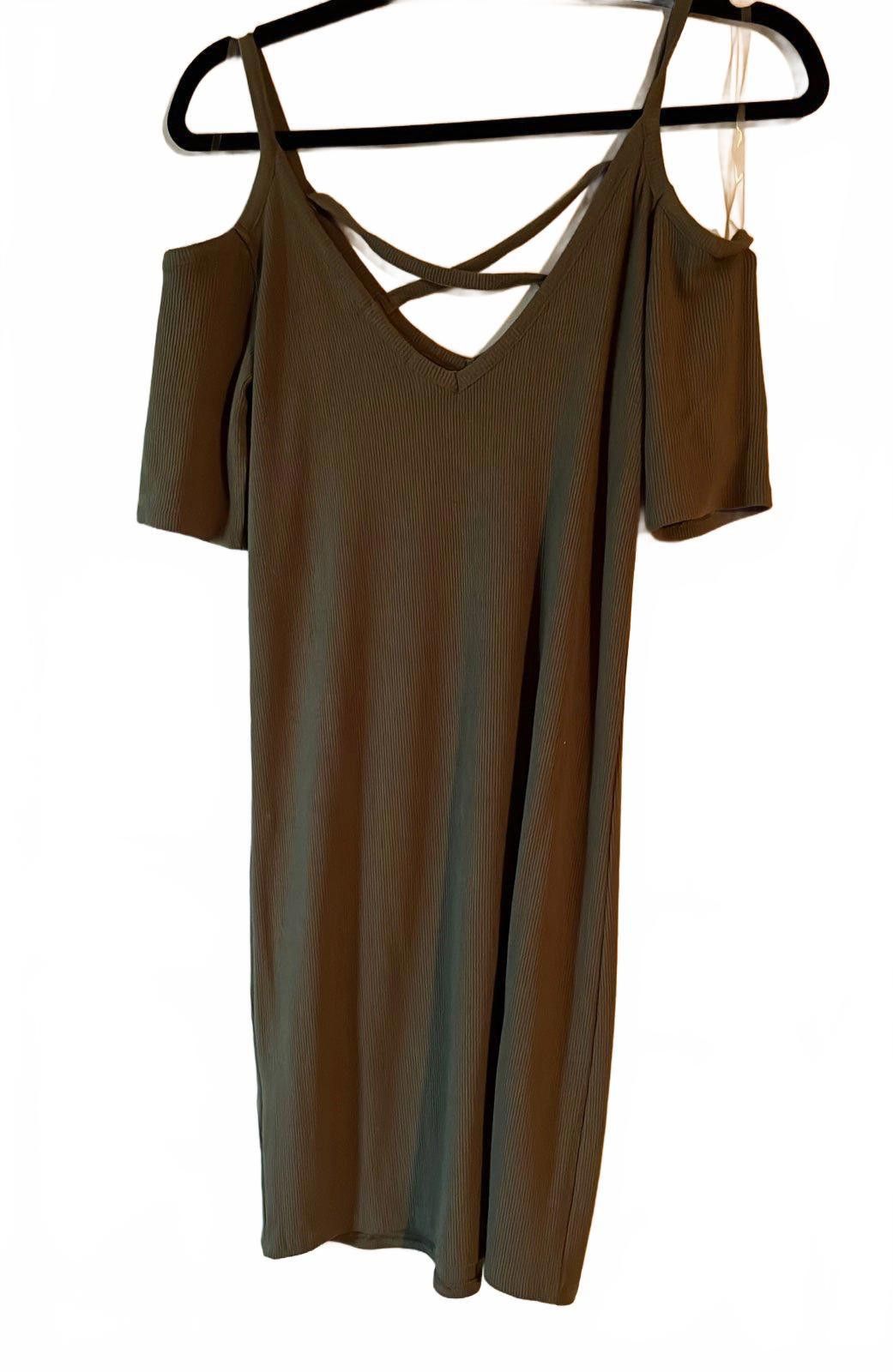 Designer Heart & Hips Women's Cold Shoulder Dress - Olive Green Size M / US 6-8 / IT 42-44 - 3 Thumbnail