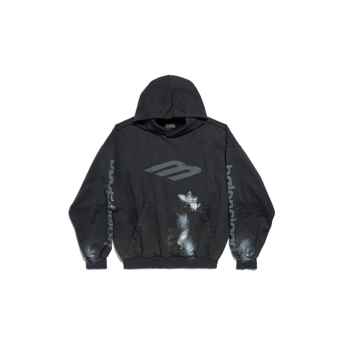 Balenciaga o1w1db10226 3B Stencil Hoodie Medium Fit in Black Size US M / EU 48-50 / 2 - 1 Thumbnail
