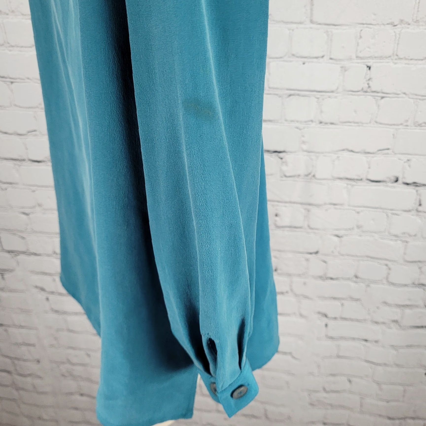 Vintage VINTAGE Jacqueline Ferrar Blue 100% Silk Button Up Long Sleeve Shirt Blouse Top XS Size XS / US 0-2 / IT 36-38 - 6 Thumbnail