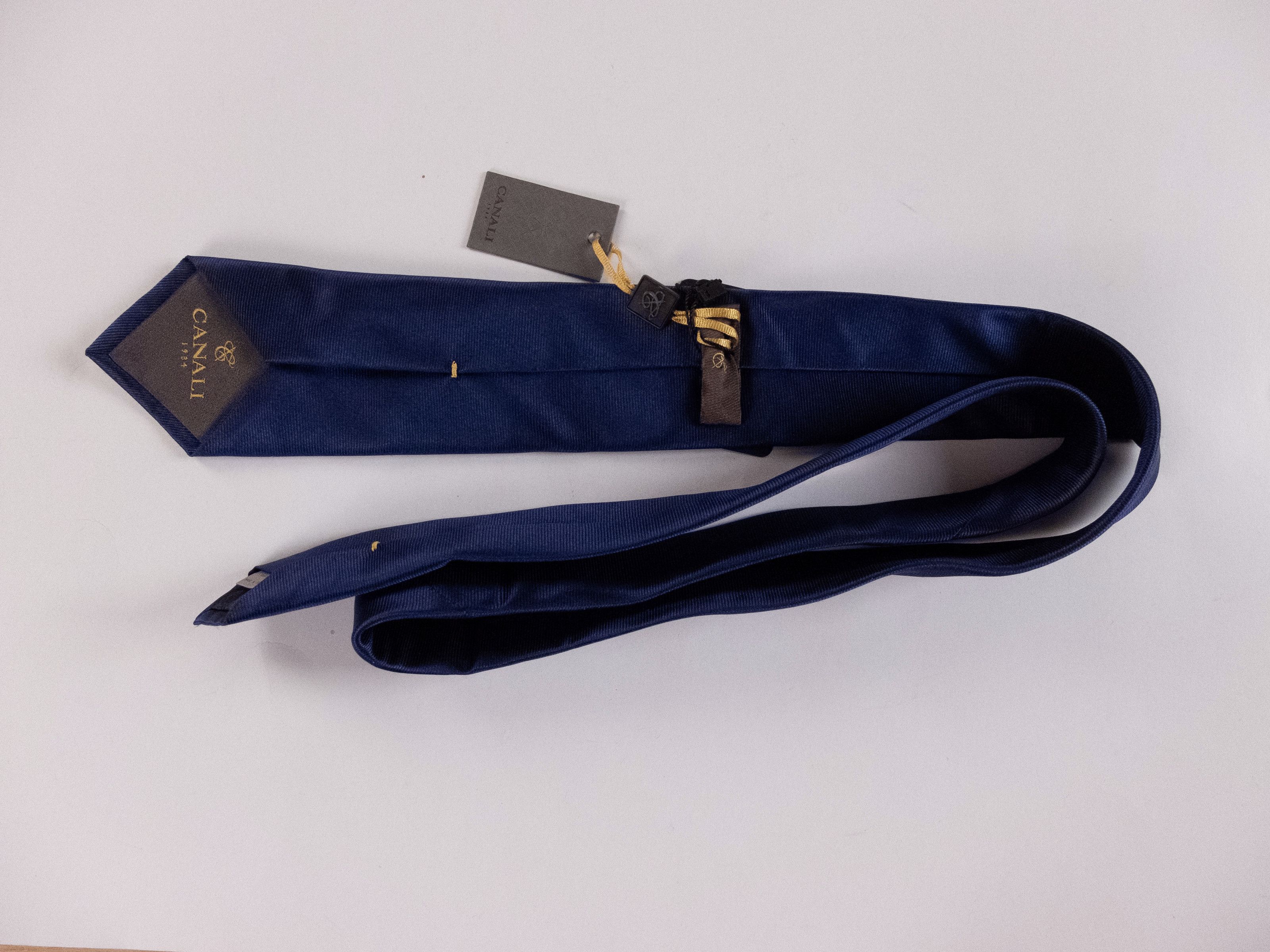 Canali CANALI solid blue woven silk tie authentic NWT Italy Size ONE SIZE - 3 Thumbnail
