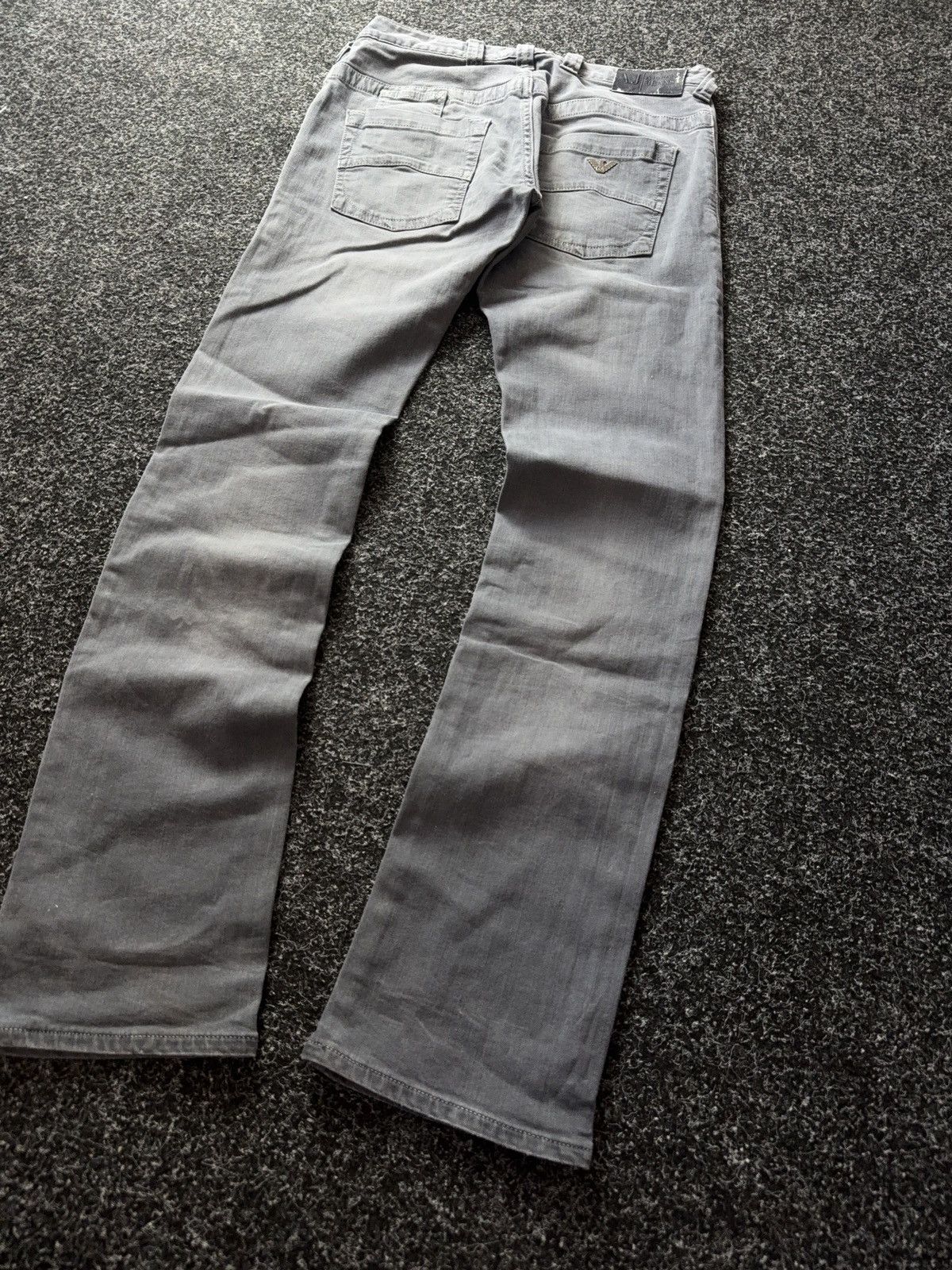 Armani 00s Armani Jeans AJ Distressed Faded Grey Slim Y2K Denim Size 28" / US 6 / IT 42 - 16 Thumbnail