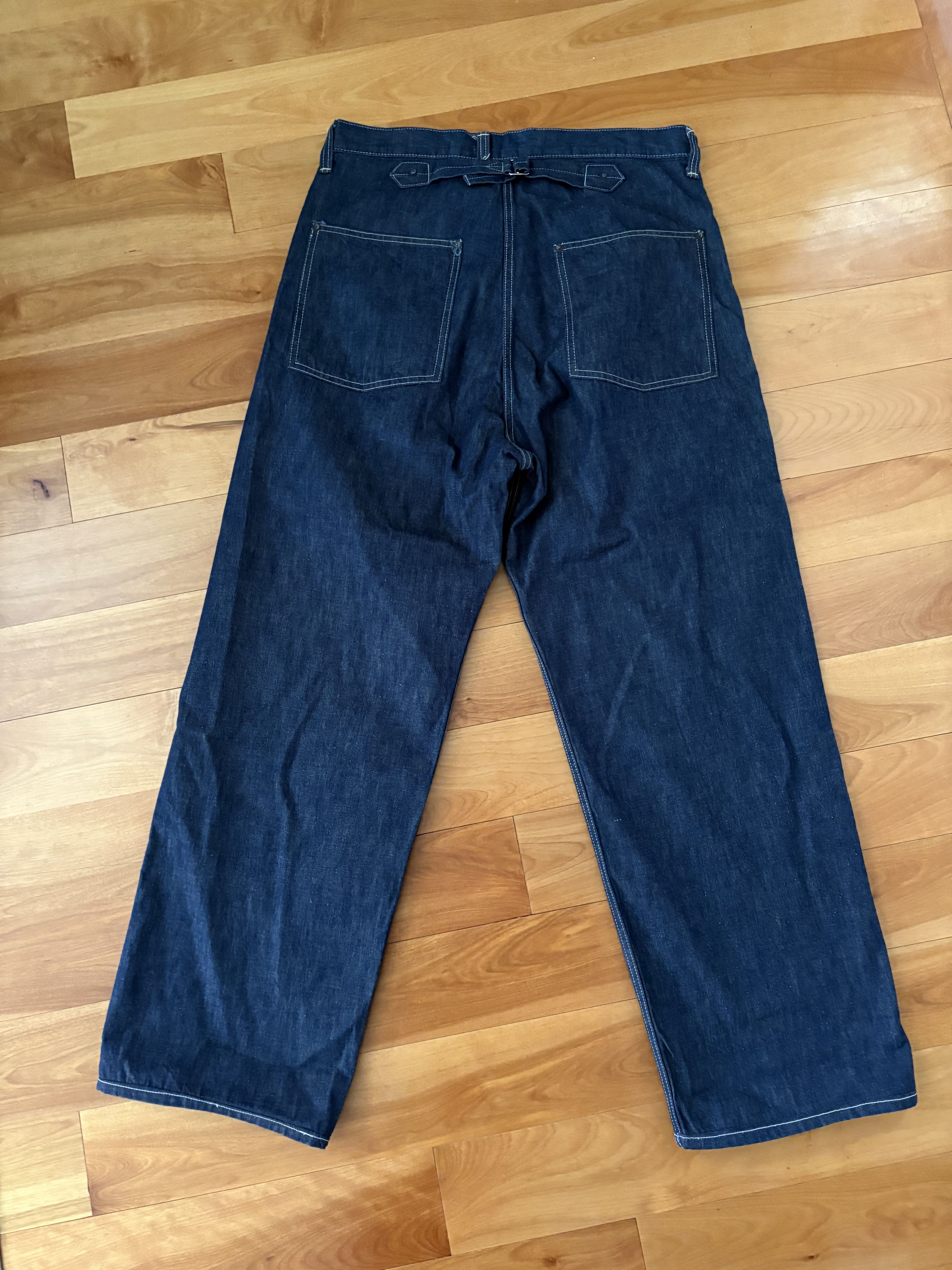 Full Count & Co. Fullcount 1129-1 PW Denim Cinch Back Work Pants Indigo Blue Size US 34 / EU 50 - 4 Thumbnail