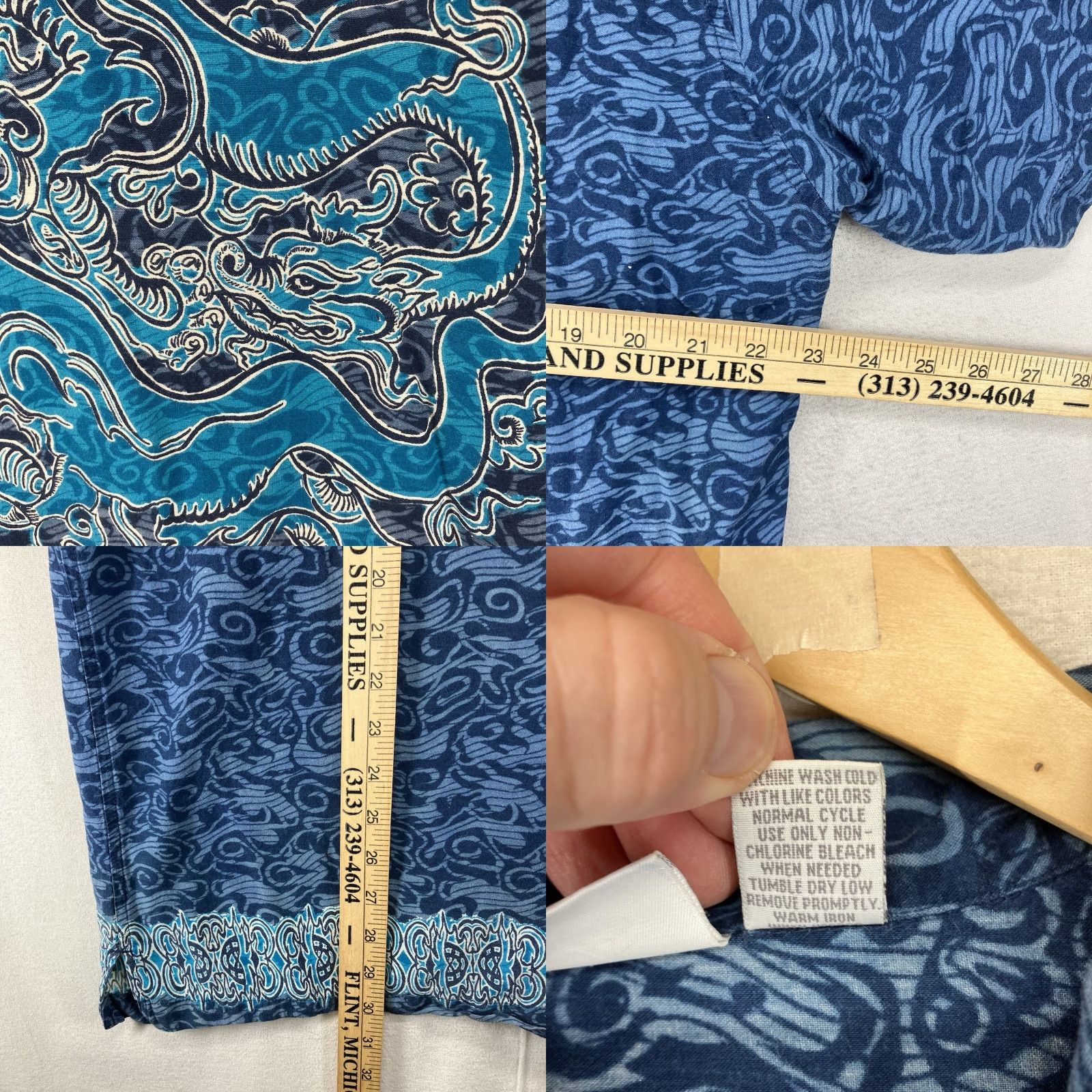 Vintage VINTAGE Jnco Style Blue Dragon Button-Down Shirt Mens XL All Over Print Casual 90s Art Fire Size US XL / EU 56 / 4 - 9 Thumbnail