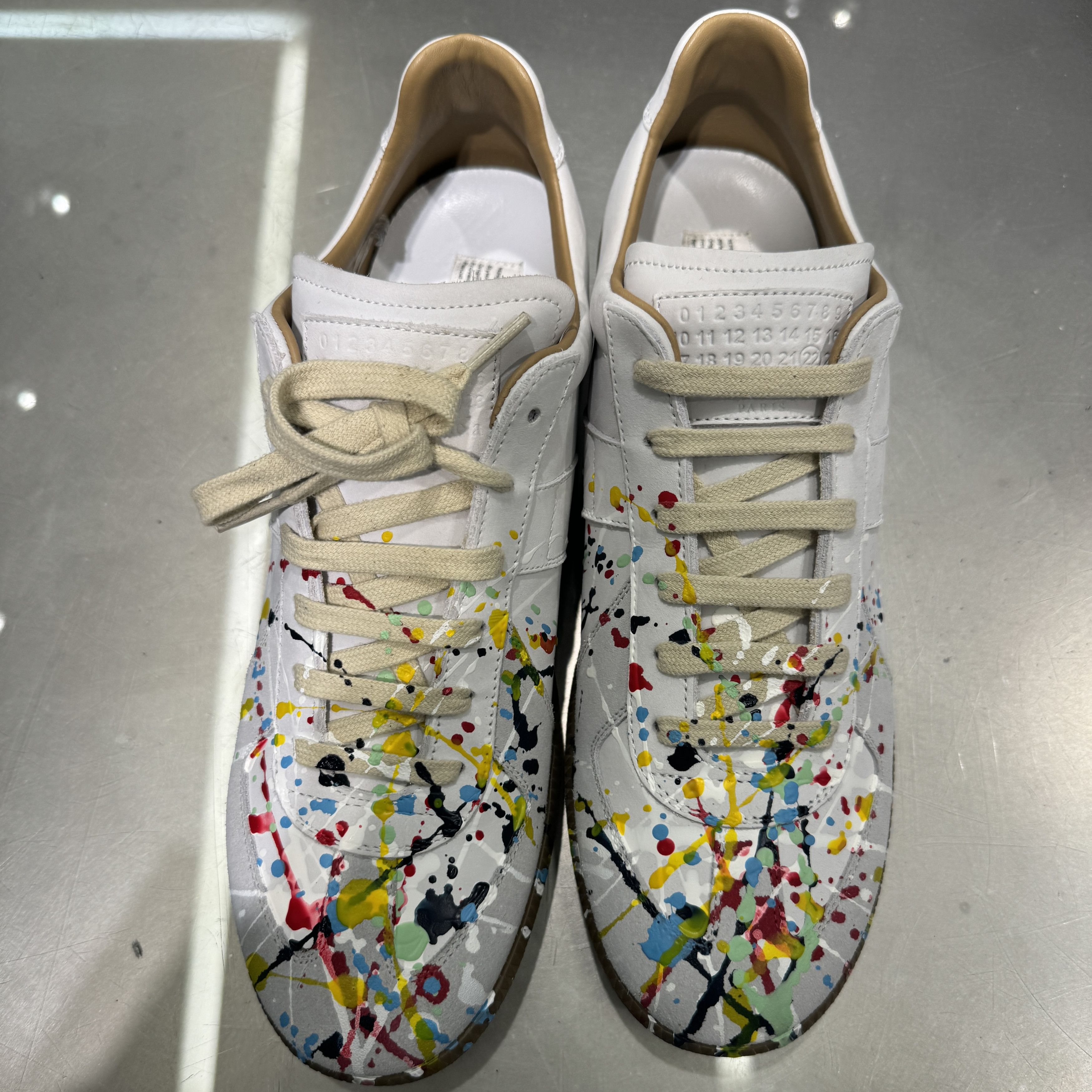 Maison Margiela White Paint Replica Sneakers gats | Grailed