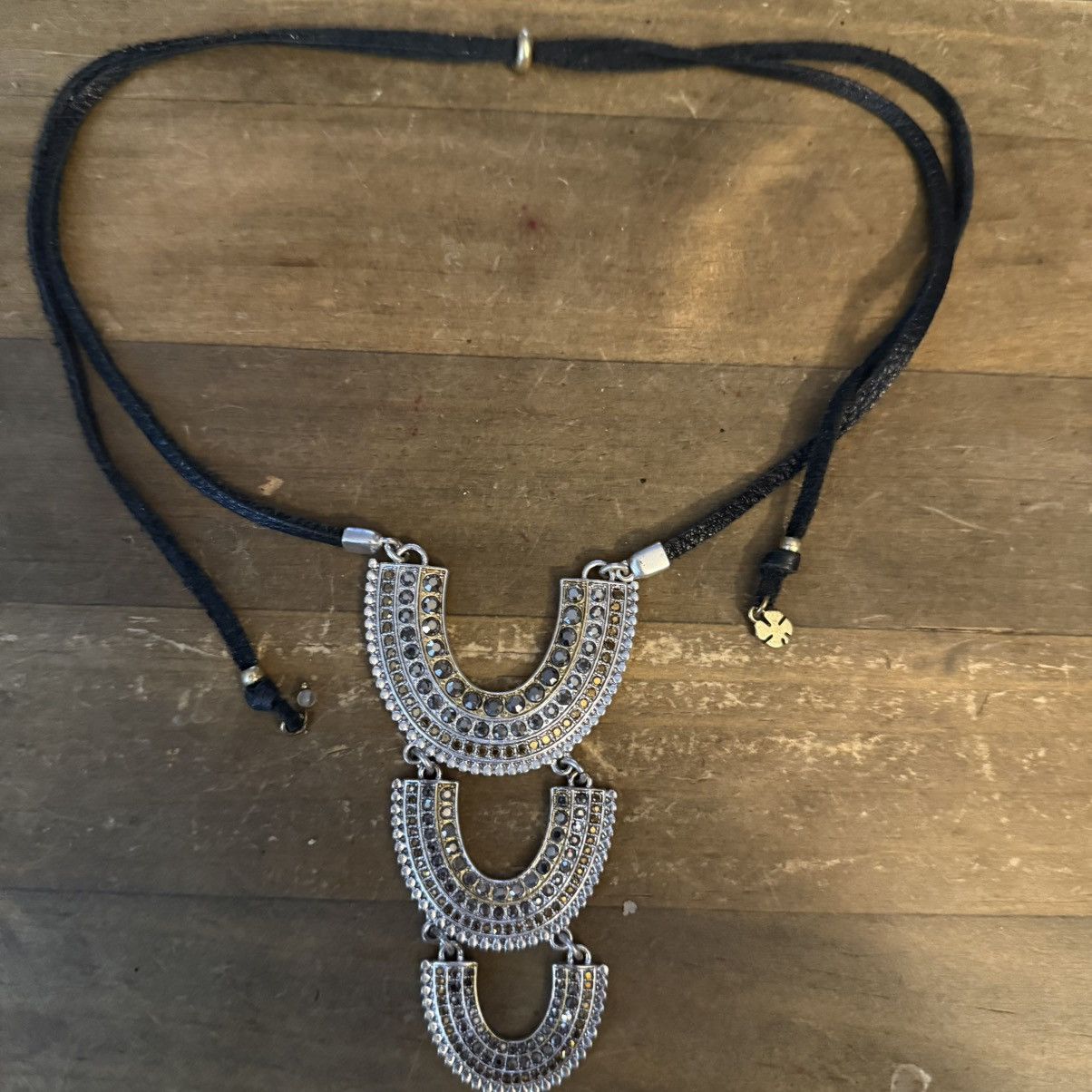 Lucky Brand Lucky Brand pave arches leather cord necklace Size ONE SIZE - 2 Thumbnail