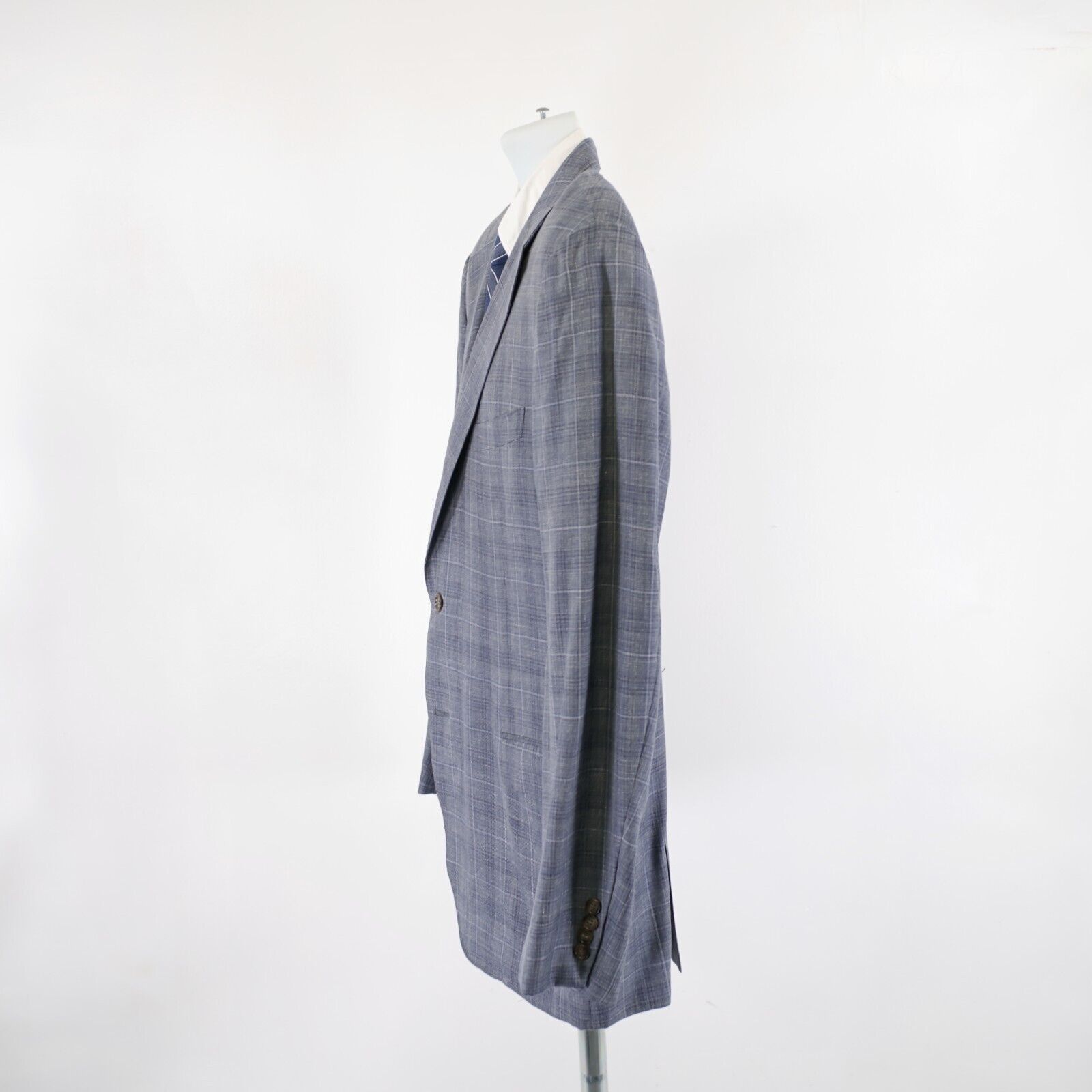 Canali Canali 1934 Wool Blue Gray Plaid 2 Button Italy Blazer 42L Size 42L - 5 Thumbnail