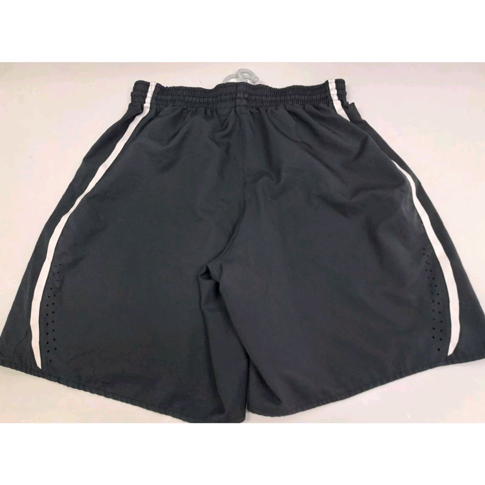 Nike Nike Dri-Fit Mens Training Athletic Shorts Striped Black/White Drawstring L 6178 Size US 33 - 3 Thumbnail