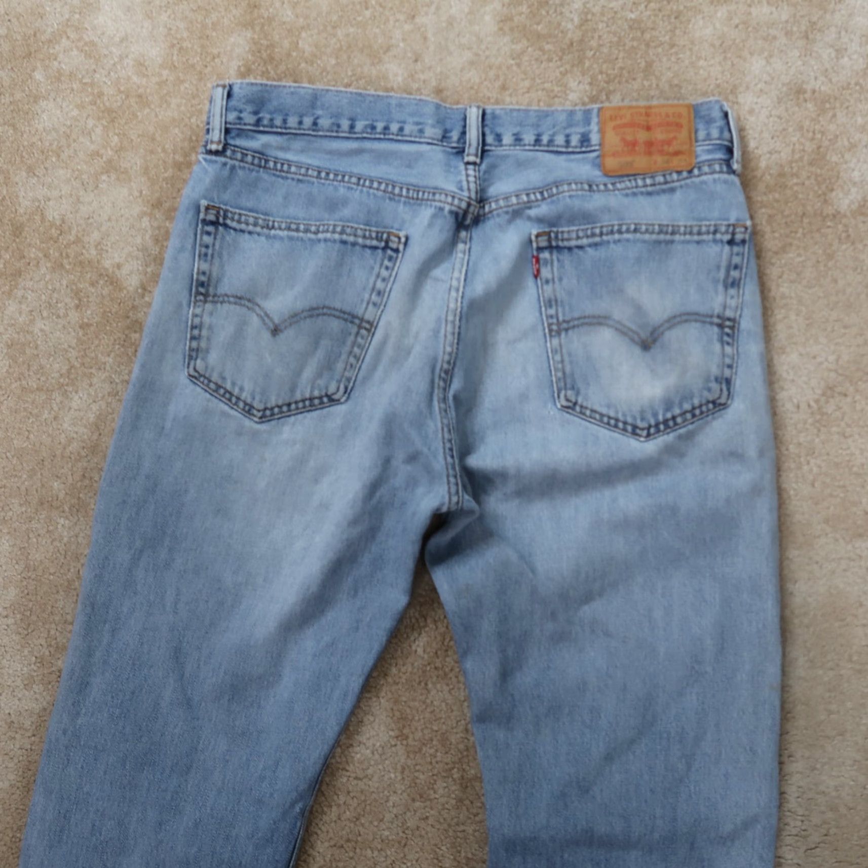 Levi's Levi's 505 Regular Fit Straight Jeans Mens 36x34 Blue Denim Distressed Size US 36 / EU 52 - 7 Thumbnail