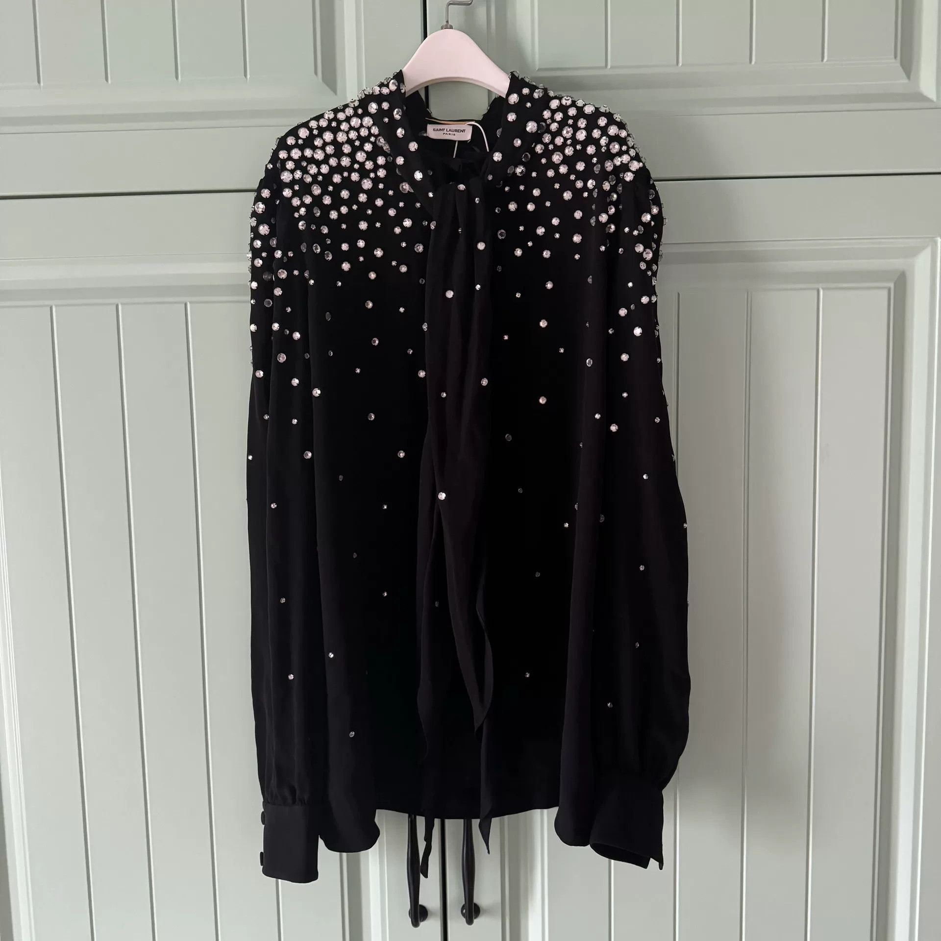 Saint Laurent Paris Saint Laurent Black Rhinestone Shirt Size S / US 4 / IT 40 - 1 Thumbnail