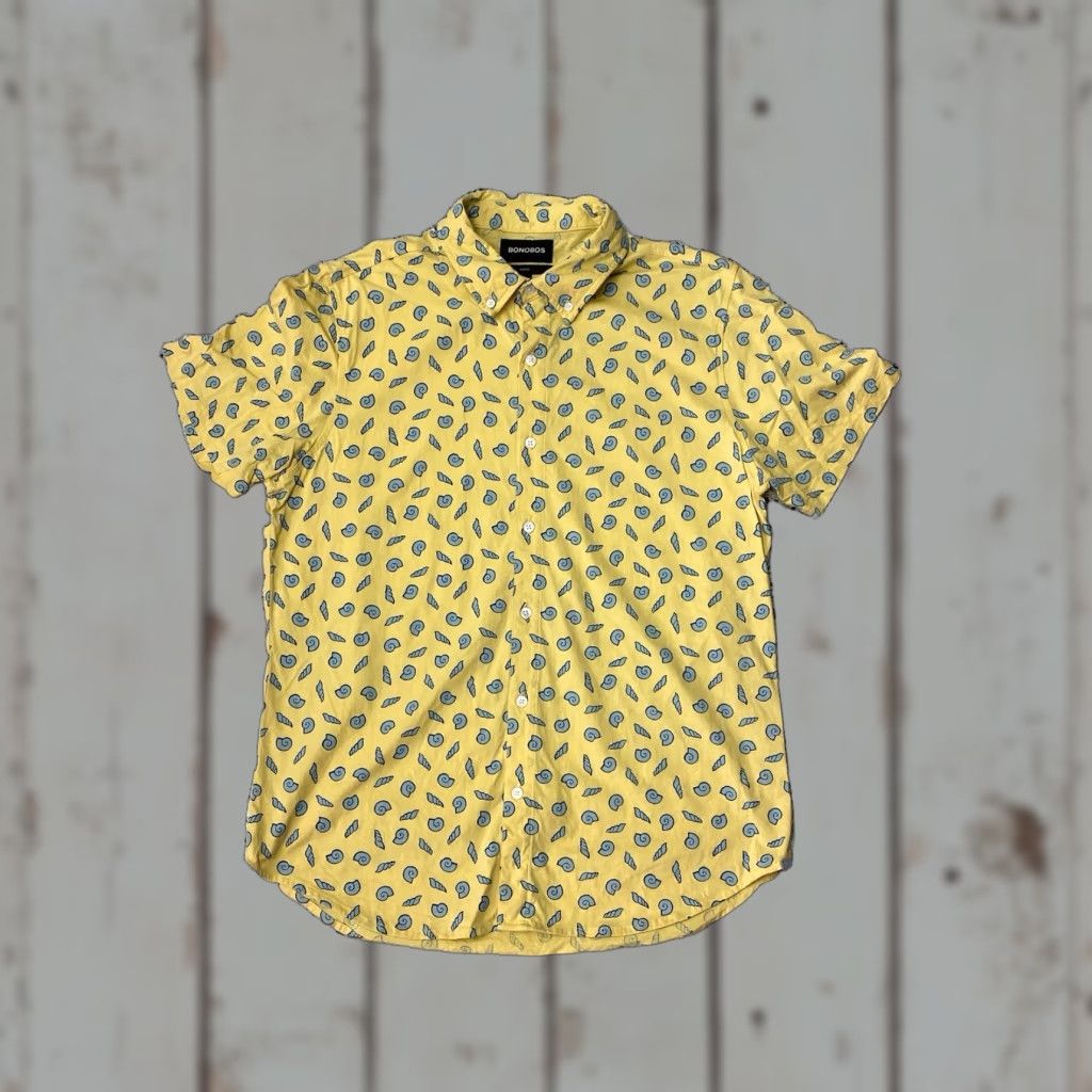 Bonobos Bonobos Shirt Slim Button-Up Seashells Ocean Beach Yellow L Regular Mens Size US L / EU 52-54 / 3 - 1 Thumbnail