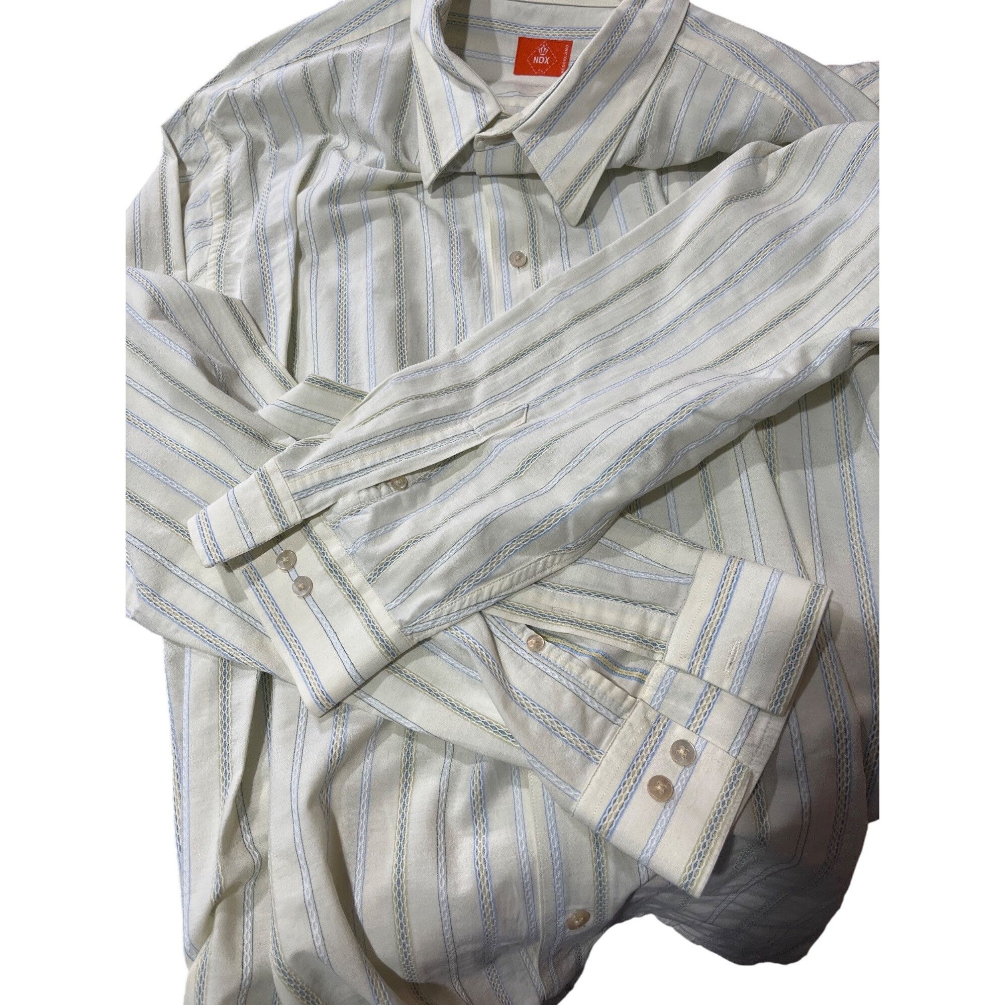 Other NDX Nederland Mens Striped Button-Down Shirt 2XL White & Blu Size US XXL / EU 58 / 5 - 5 Thumbnail