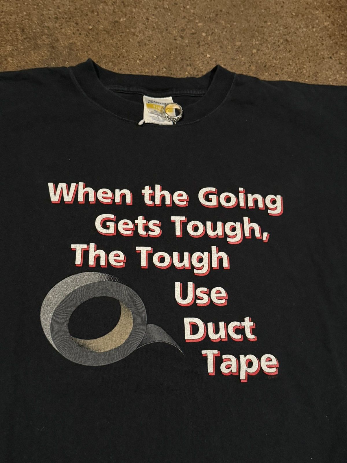 Vintage Vintage 90s duct tape promo black faded Size US XL / EU 56 / 4 - 1 Thumbnail