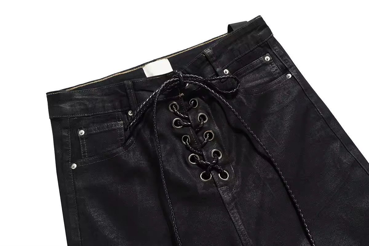 Designer Streetwear Design Ribbons Stretch Flare Baggy Bootcut Jeans Size US 32 / EU 48 - 5 Thumbnail