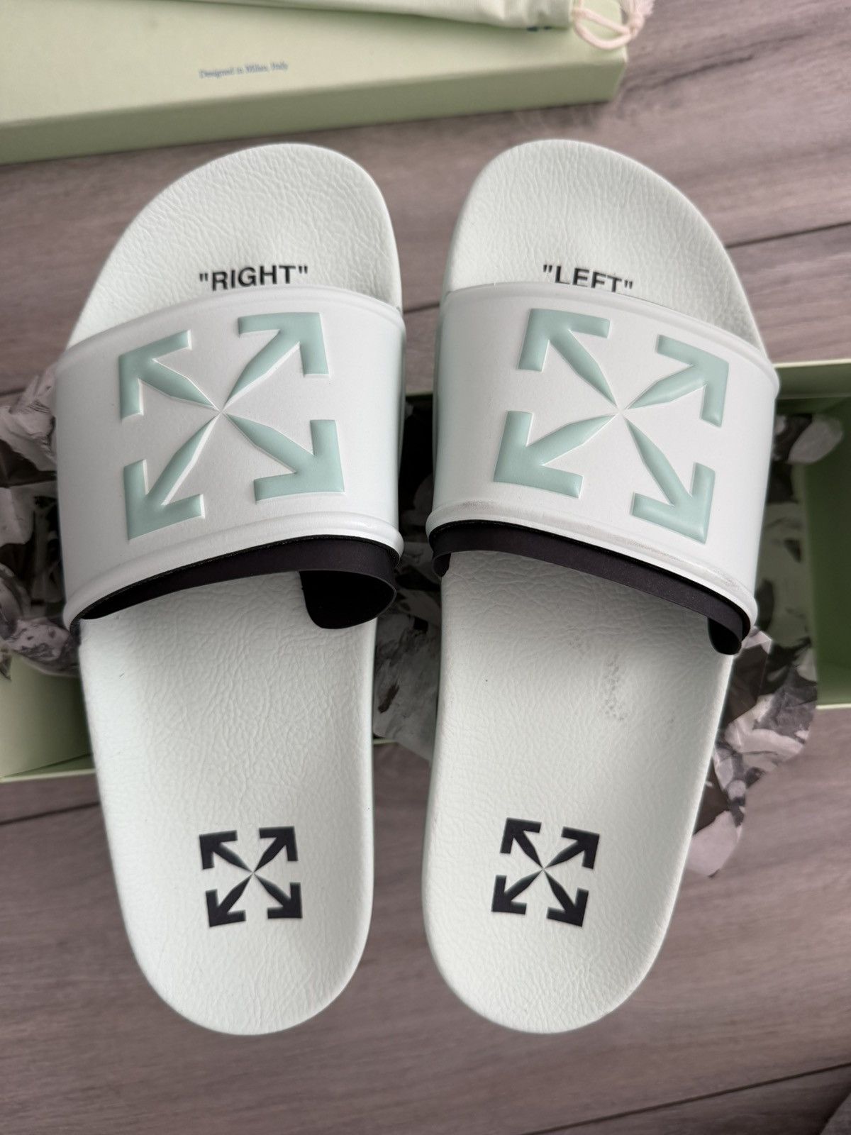 Off-White Off-white Arrow slider, mint green 9 Size US 9 / EU 42 - 2 Thumbnail