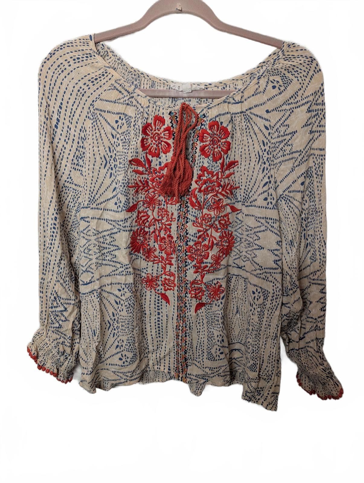 Other THML Women's Embroidered Bohemian Tassel Peasant Top Blouse Size S / US 4 / IT 40 - 1 Thumbnail