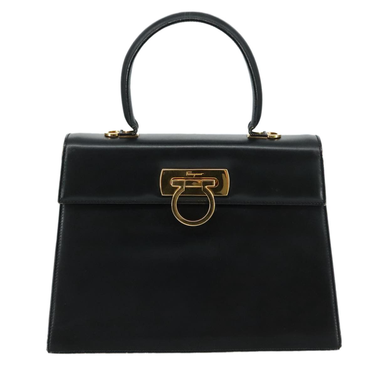Salvatore Ferragamo Gancini Black Leather Handbag (Pre-Owned) Size ONE SIZE - 1 Thumbnail