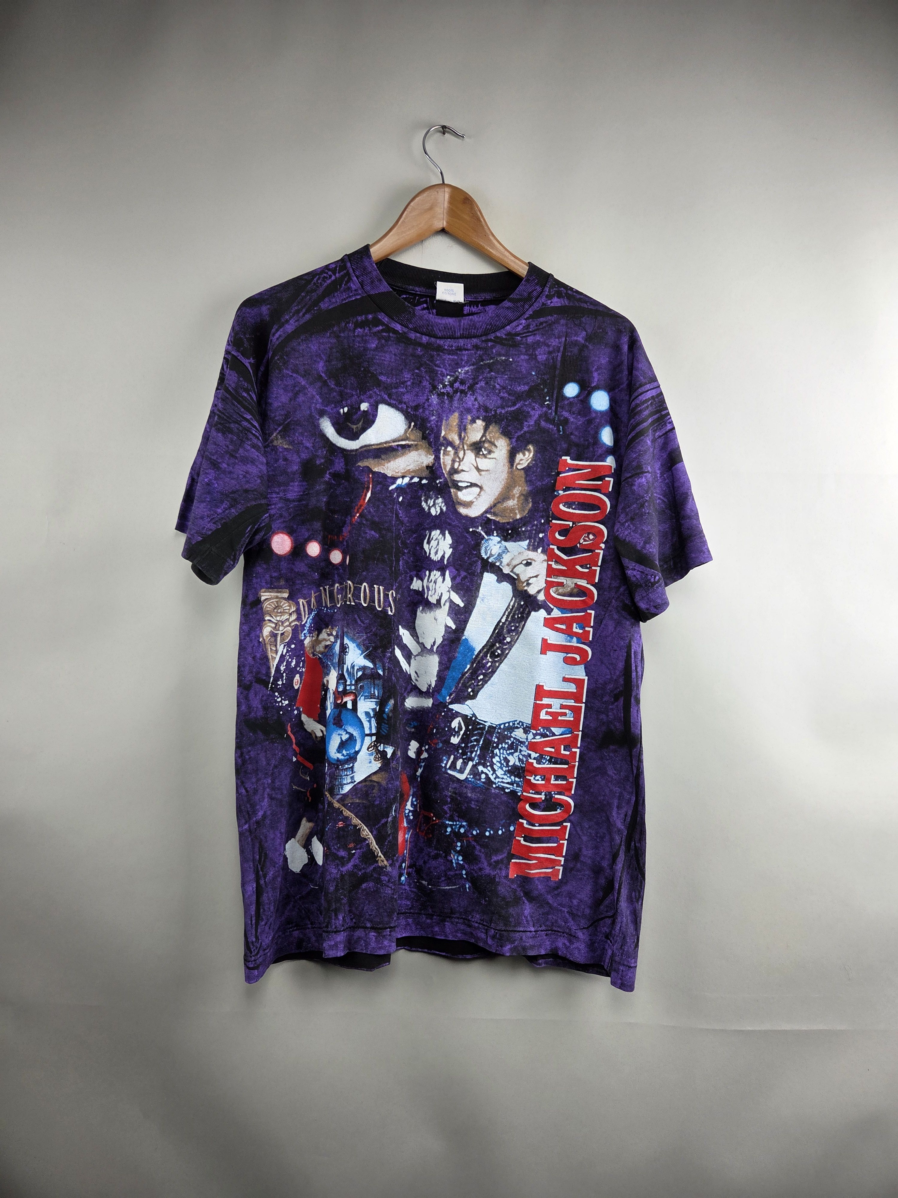 Band Tees × Michael Jackson × Vintage 1992 Michael Jackson Dangerous all over print XL Size US XL / EU 56 / 4 - 4 Thumbnail