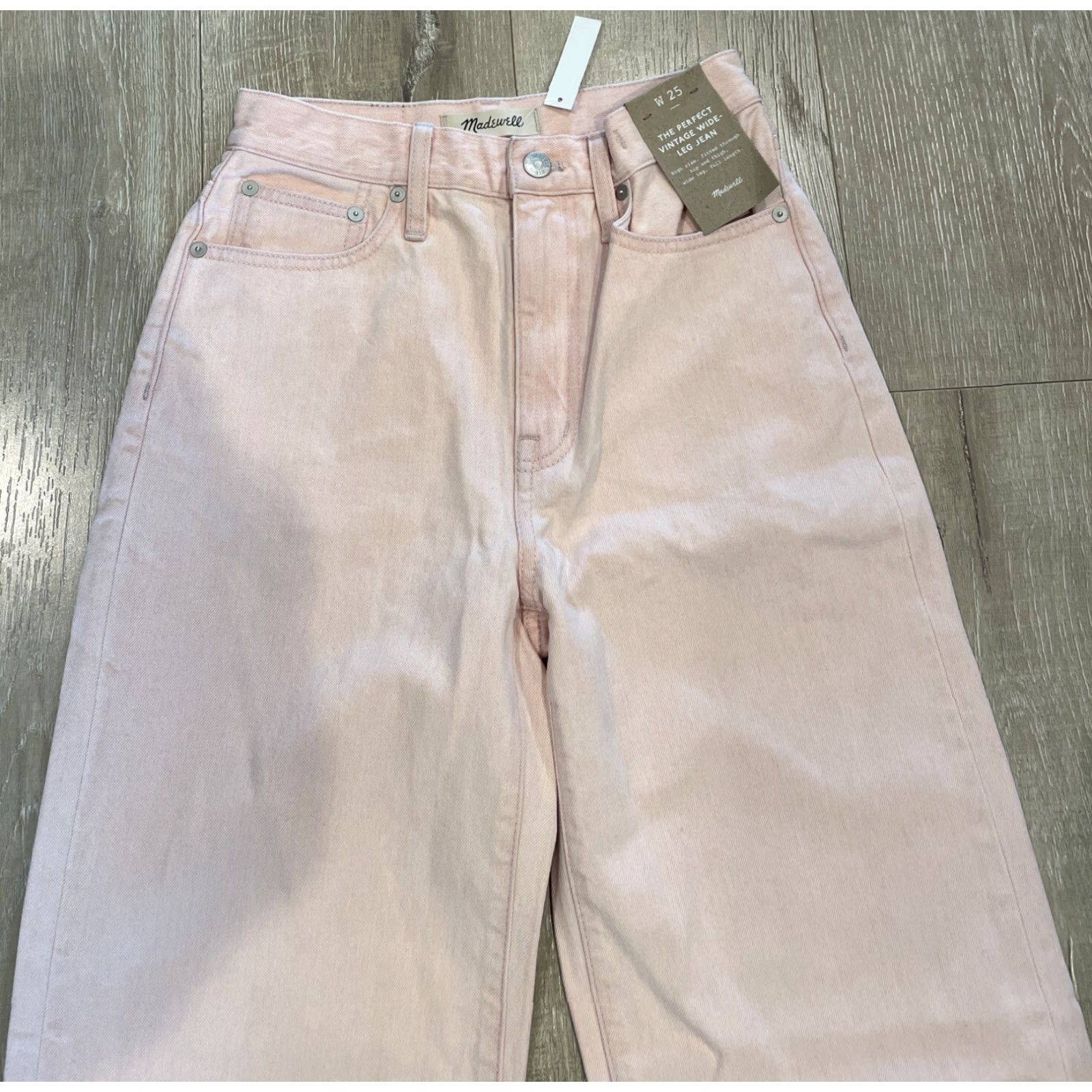 Madewell Wide-Leg Jeans Light Pink Wash Women Size 25 High Rise Bohemian NWT