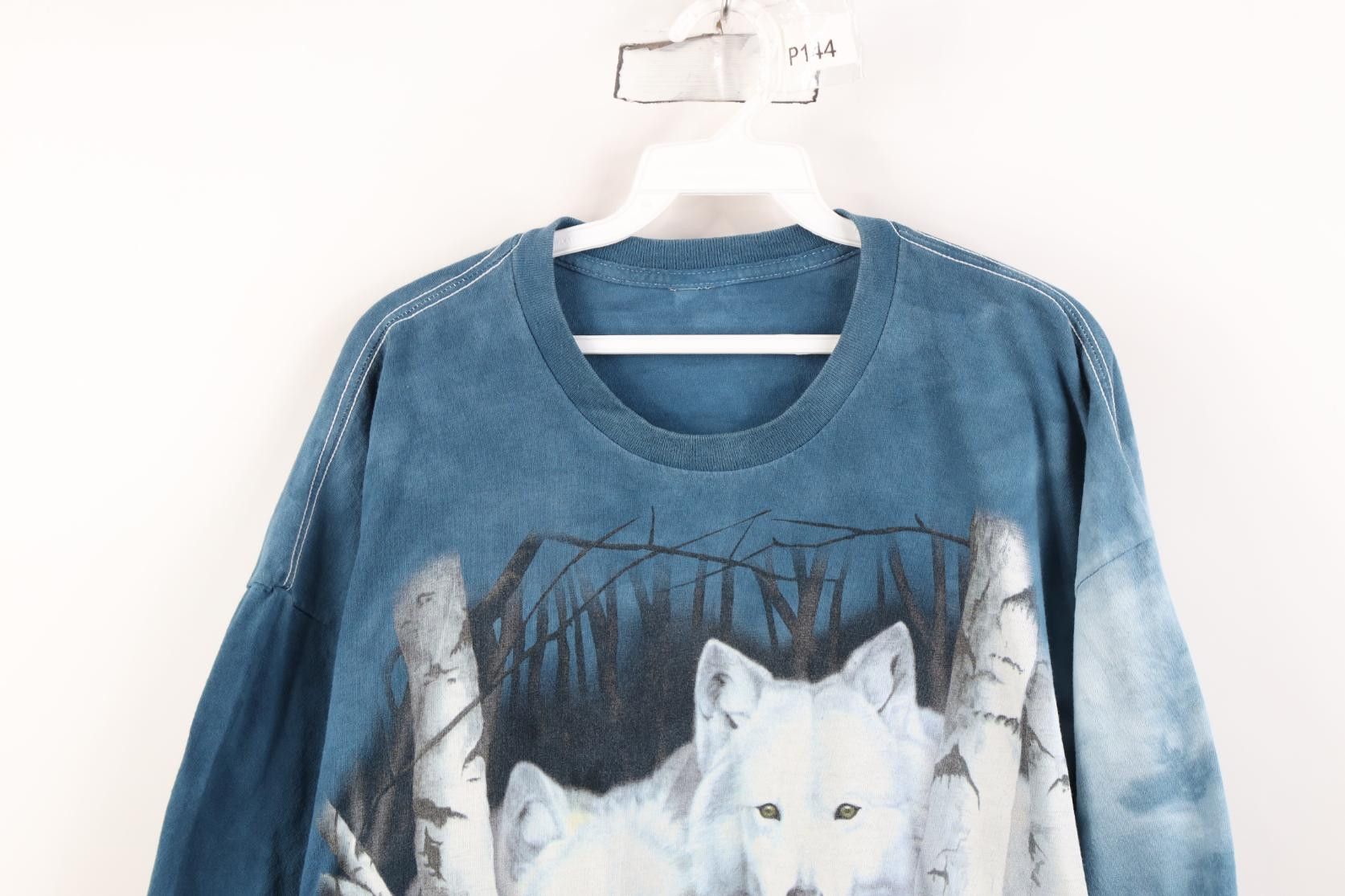Vintage Vintage 90s Streetwear White Wolf Acid Wash T-Shirt Blue Size US XXL / EU 58 / 5 - 2 Thumbnail