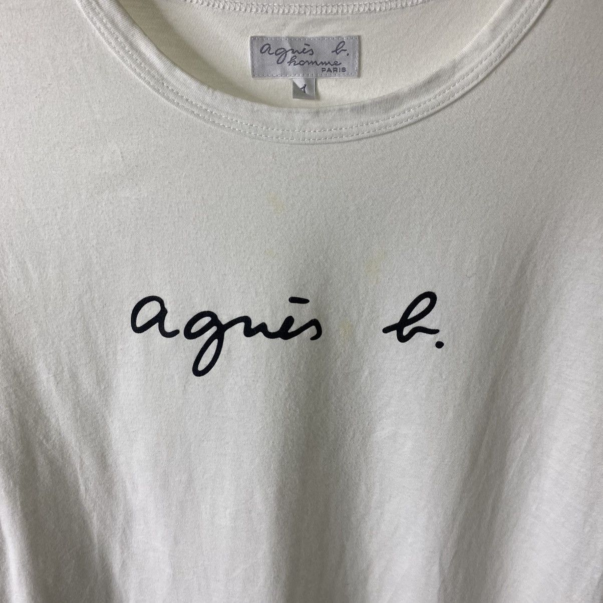 agnes b. Agnes B Homme Paris Script White T Shirt Size US M / EU 48-50 / 2 - 2 Thumbnail