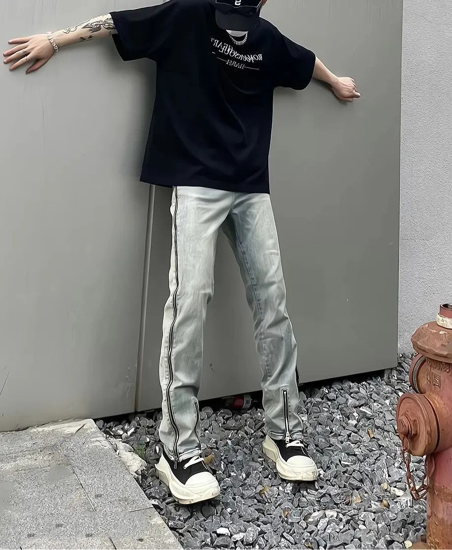 Japanese Brand Hip Hop Straight Zipper Jeans Size US 32 / EU 48 - 2 Thumbnail