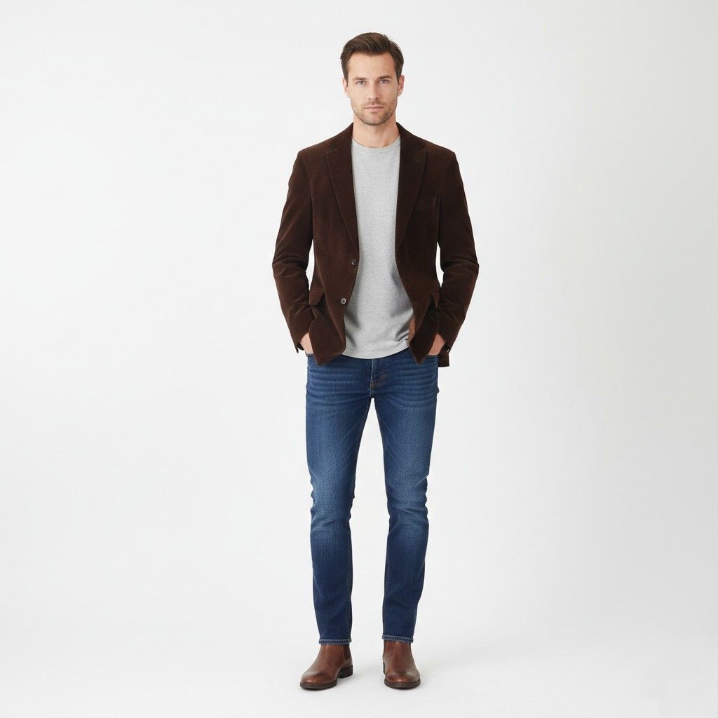 Hugo Boss Hugo Boss Men 48 38 Blazer Brown Cotton Shiny Velvet 8513 Size 38R - 1 Thumbnail