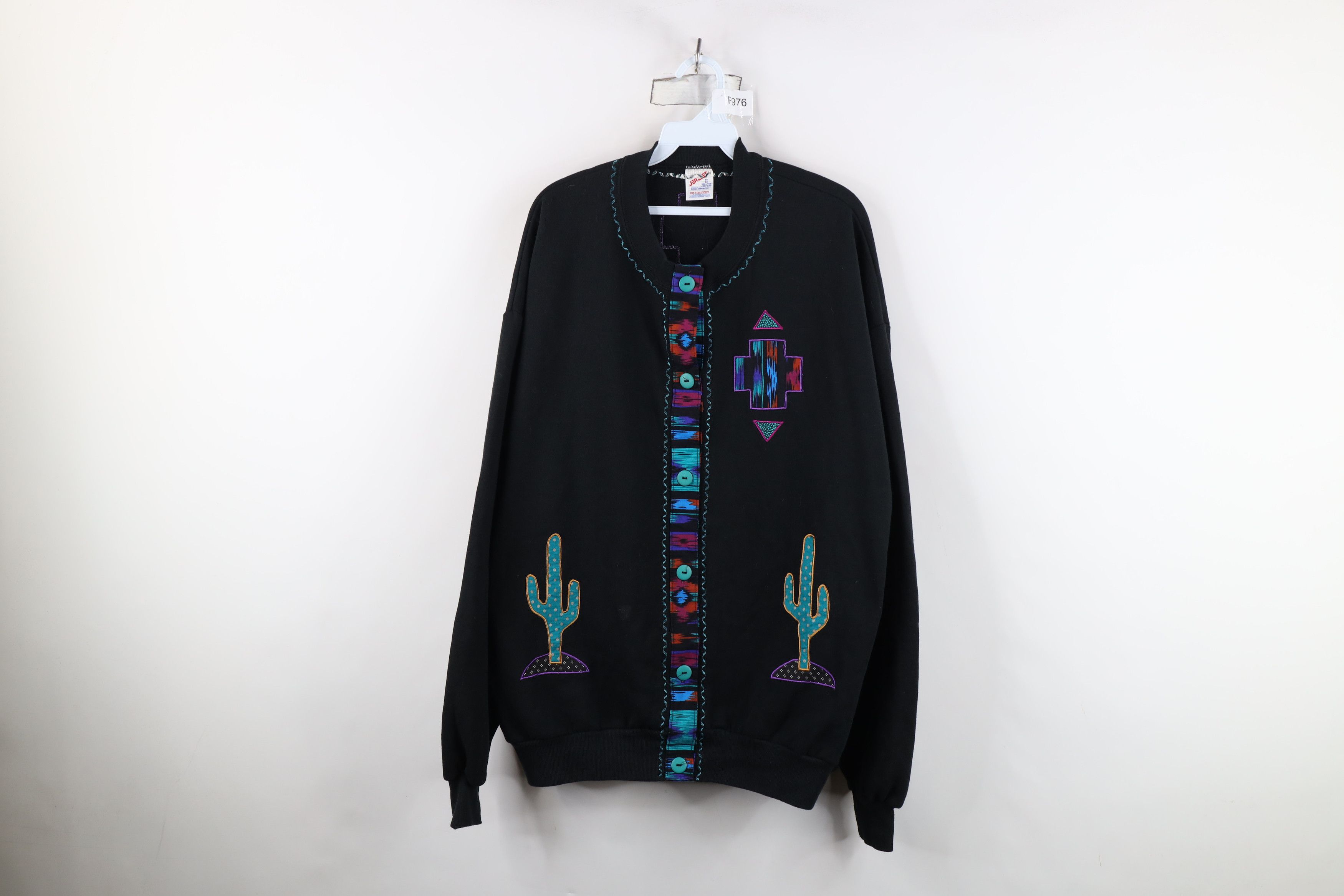 Vintage Vintage 90s Southwestern Cactus Cardigan Sweatshirt USA Size XXL / US 16-18 / IT 52-54 - 1 Thumbnail