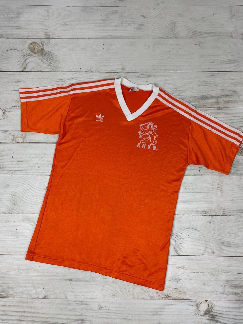 image of Adidas Netherland 1985 1988 Home Shirt Soccer Jersey in Orange, Men's (Size Medium)